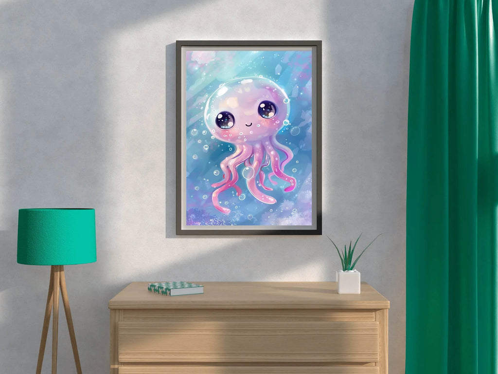 Cartoon Octopus With Bubbles Wall Art - beink online art store
