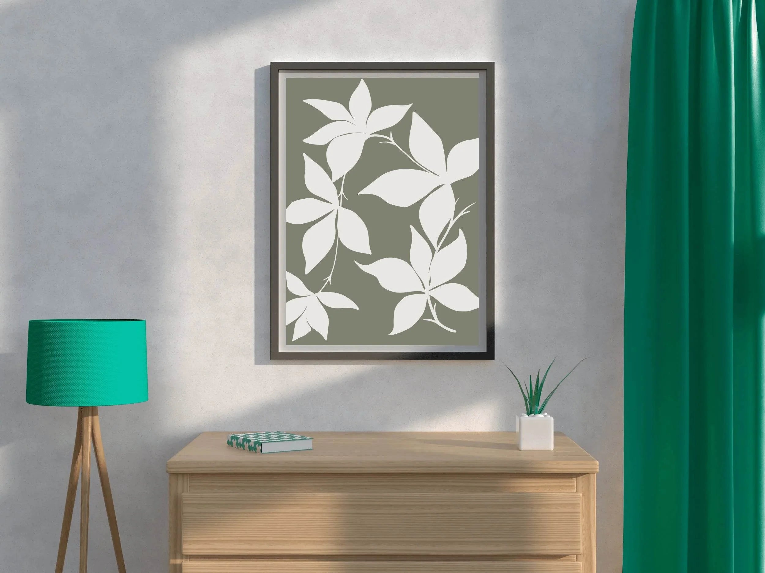 White Blossoms Silhouettes of Flowers ArtWork - beink online art store