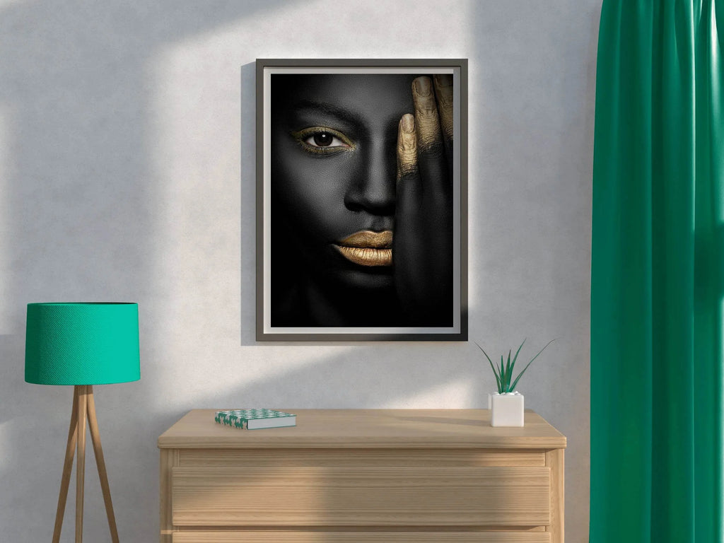 Black Woman With Golden Hourglass Wall Art - beink online art store