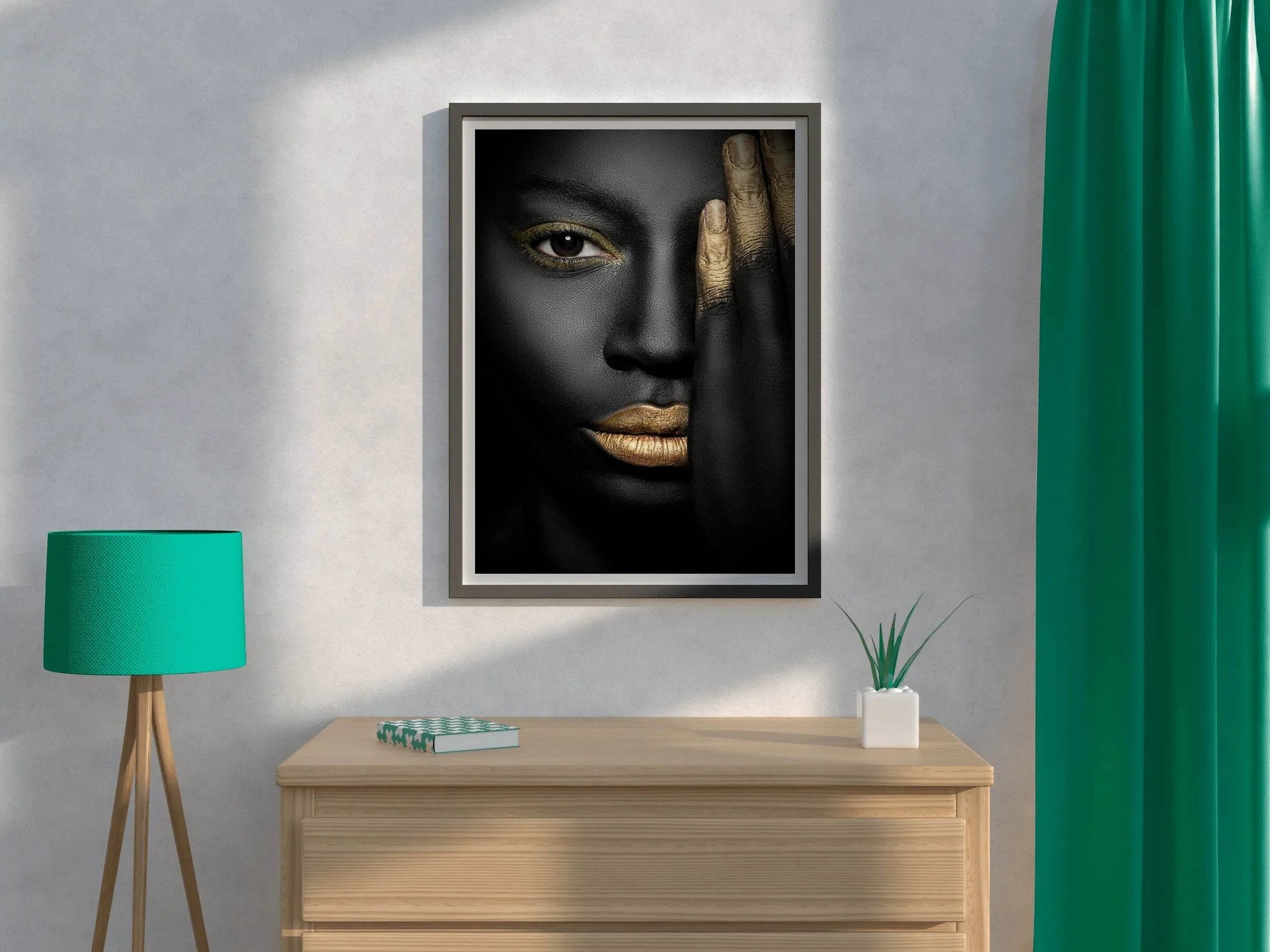 Black Woman With Golden Hourglass Wall Art - beink online art store