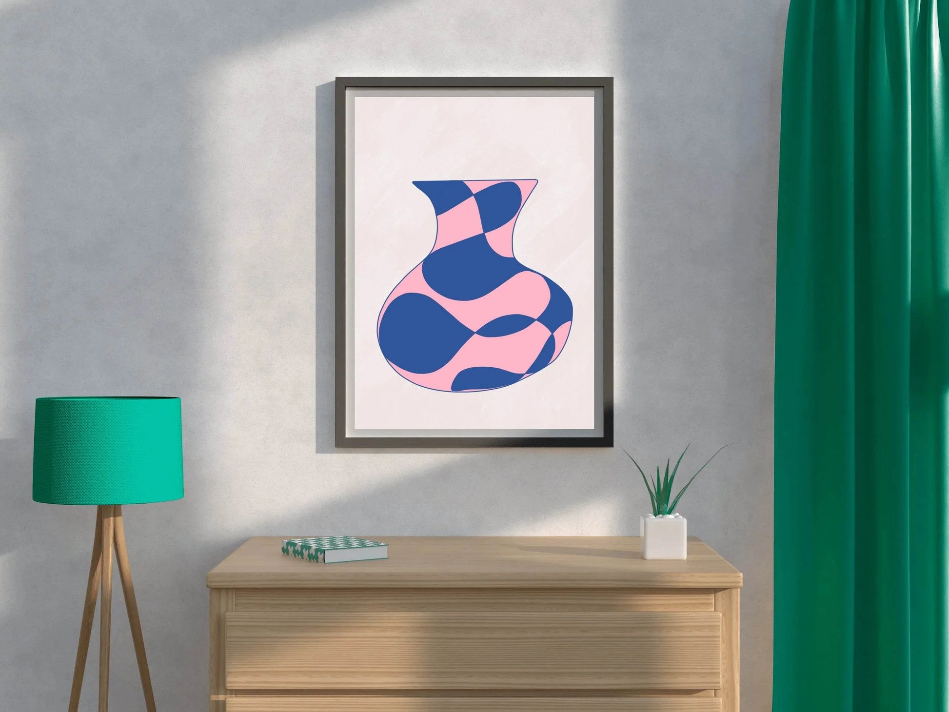 Pink And Blue Vase Wall Art - beink online art store