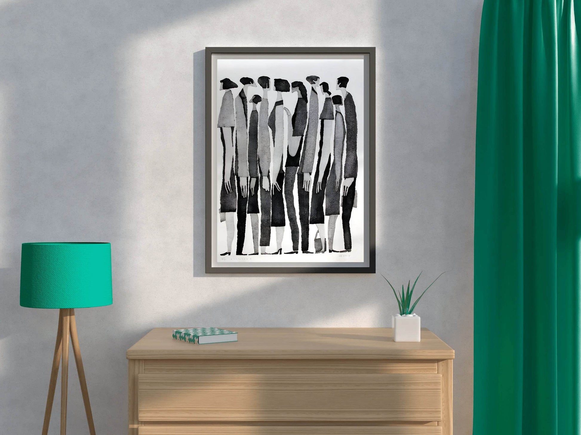 Waiting in Line - Static Posture and Linear Arrangement Art - beink online art store