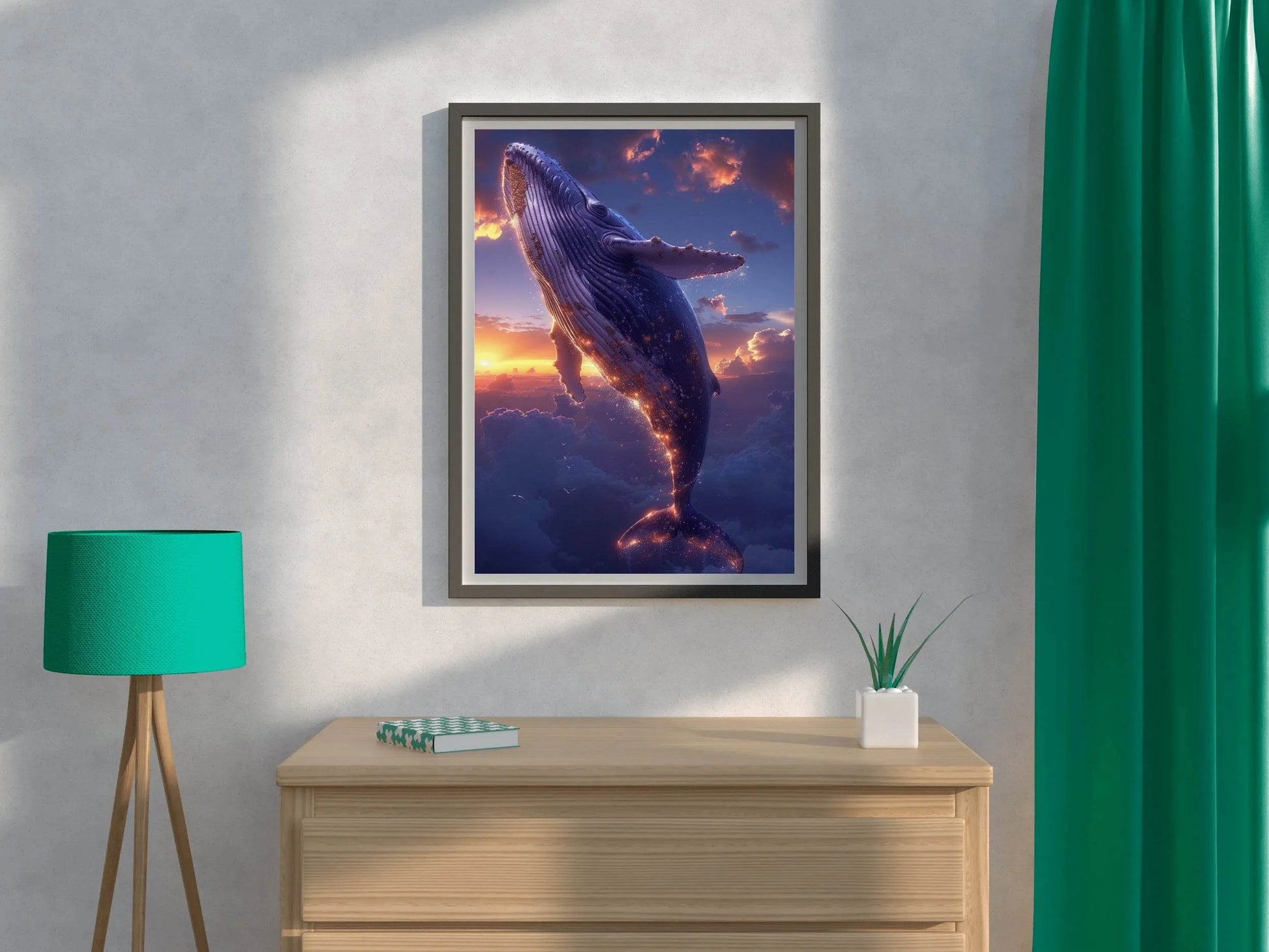 Digital Painting of Fantasy Whale Wall Art - beink online art store