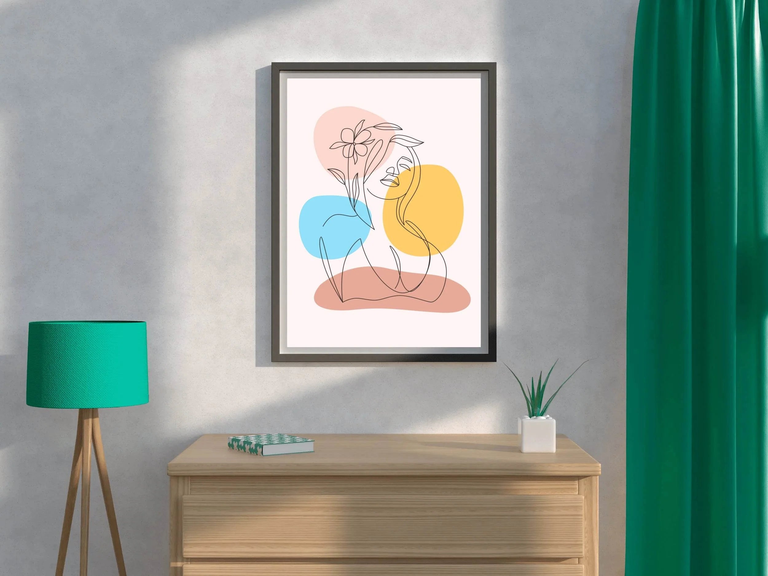 Minimal Woman With a Head Flower Wall Art - beink online art store