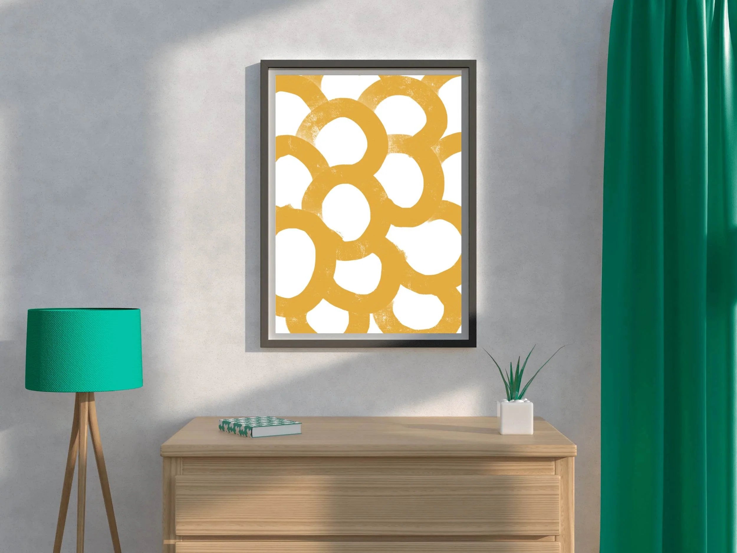 Yellow Contiguous Circles Wall Art - beink online art store