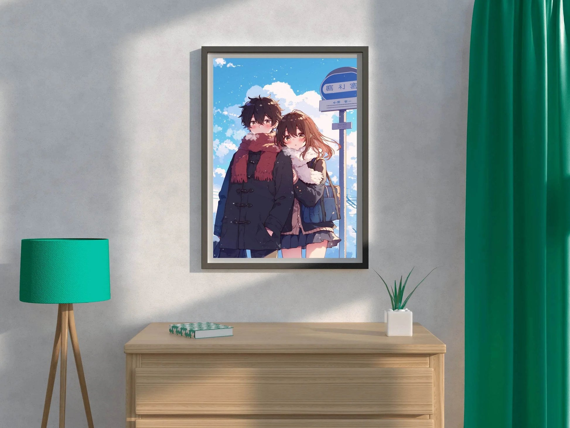 Anime Style Boy and Girl Hugging Couple - beink online art store