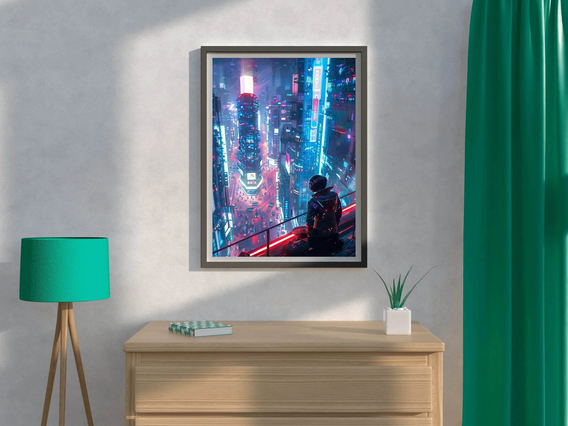 Cyberpunk City Street Neon Lights Wall Art - beink online art store