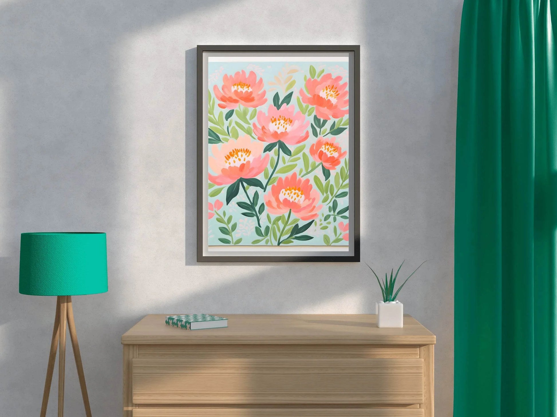 Drawing of Pink Flowers Wall Art - beink online art store