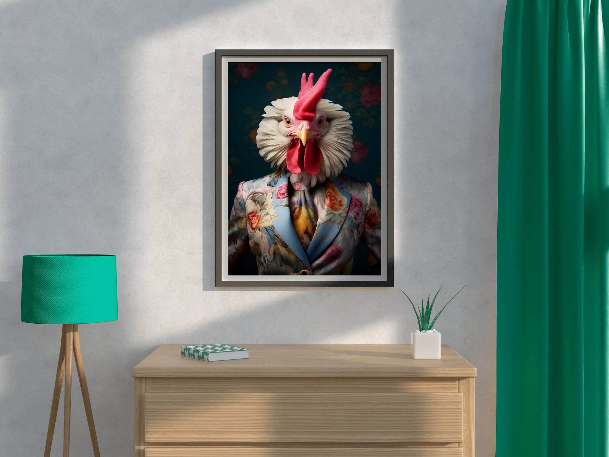 Fashionable Rooster in Party Dress Wall Art - beink online art store