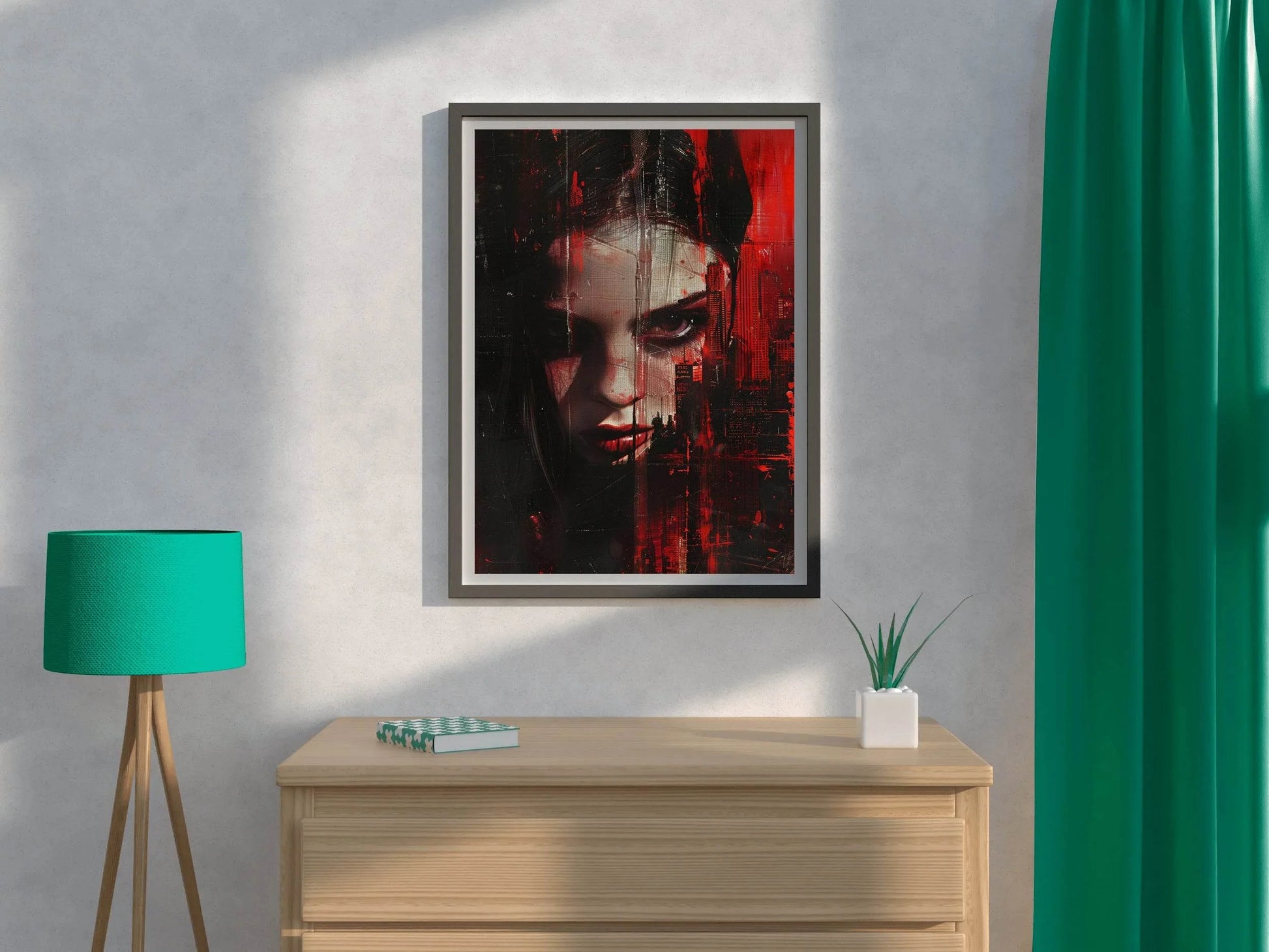 Red Painting of Women Face Digital Art - beink online art store