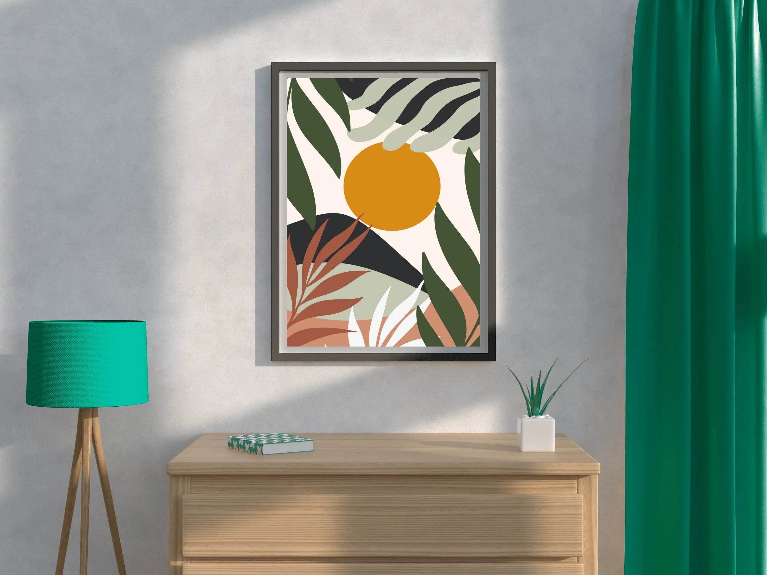 Minimalist leaves With Background ArtWork - beink online art store