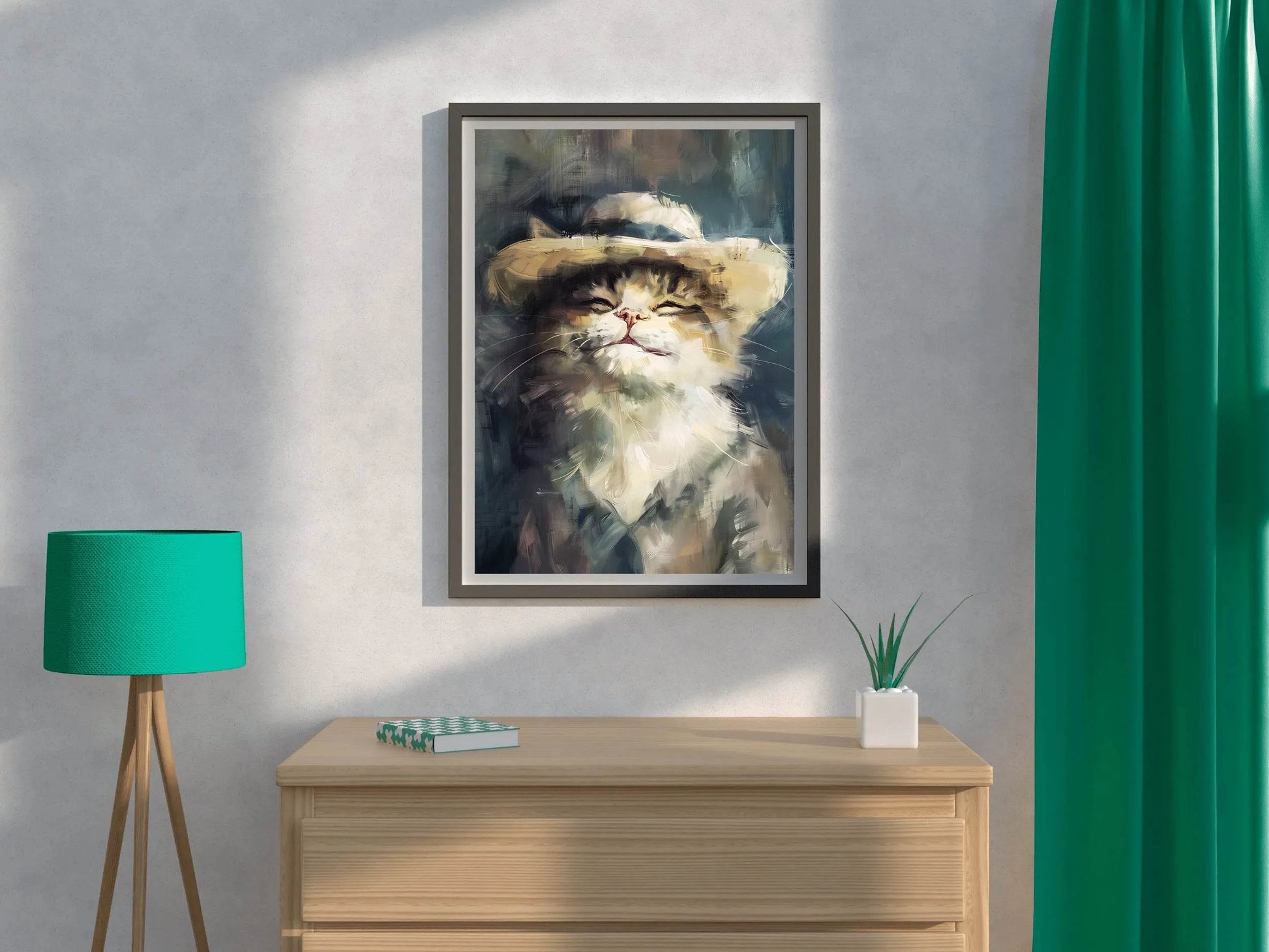 Painting of Smiling Cat With Hat - beink online art store