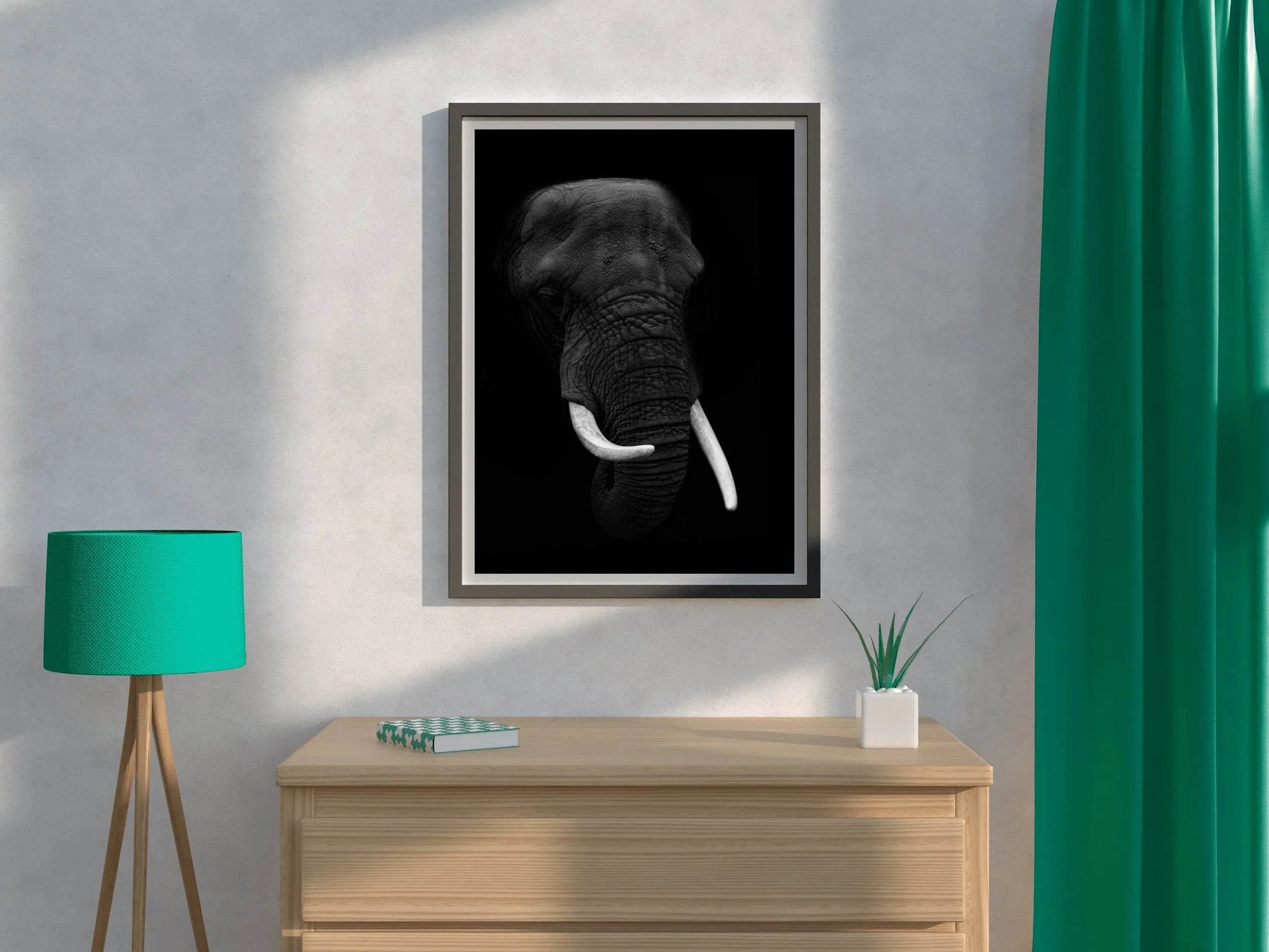 African Bush Elephant Black & White Wall Art - beink online art store