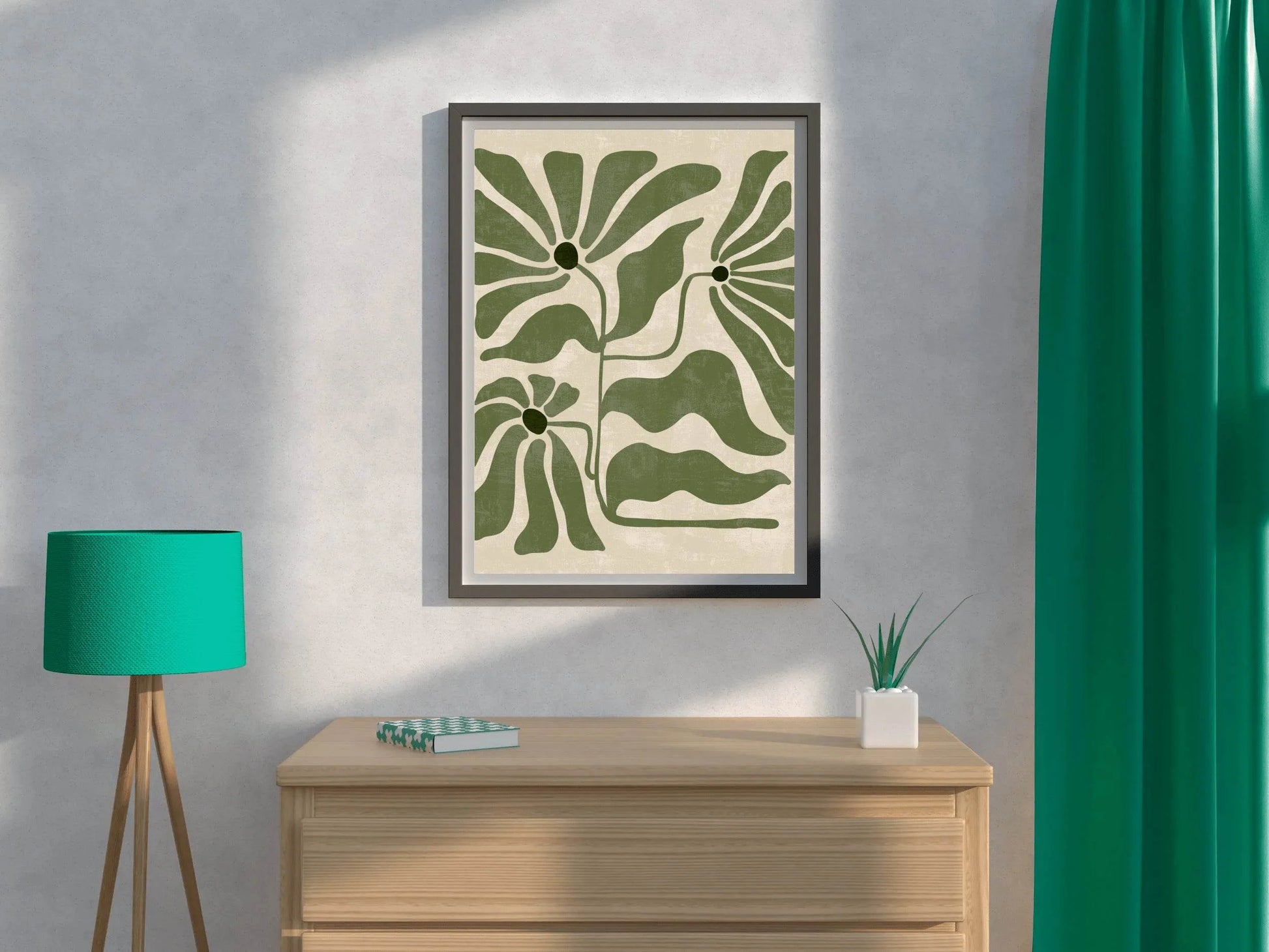 Abstract Green Flower Painting ArtWork - beink online art store