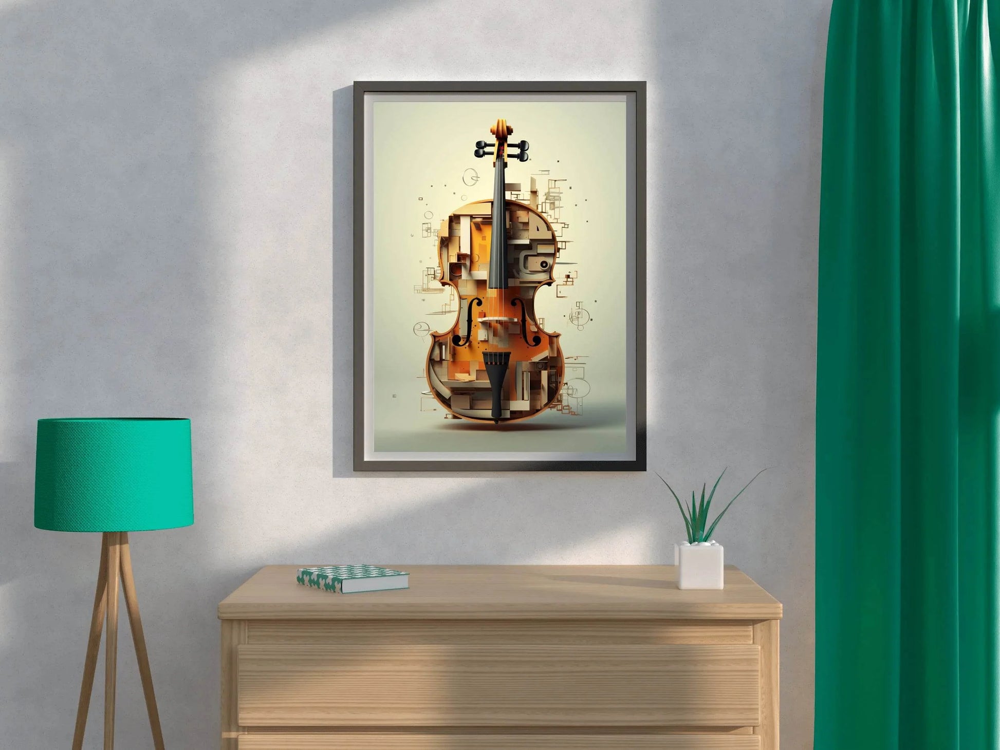 Violin Made of Blocks And Pieces of Wood Wall Art - beink online art store