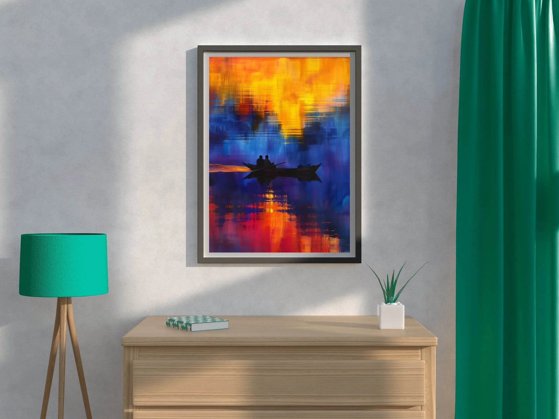 Watercolor Painting Of Boating On The River Wall Art - beink online art store