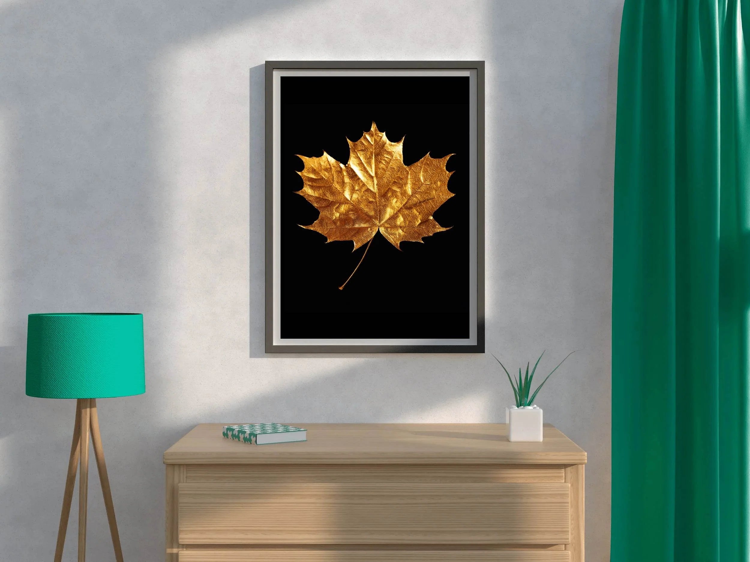 Golden Plantain Leaf Wall Art - beink online art store