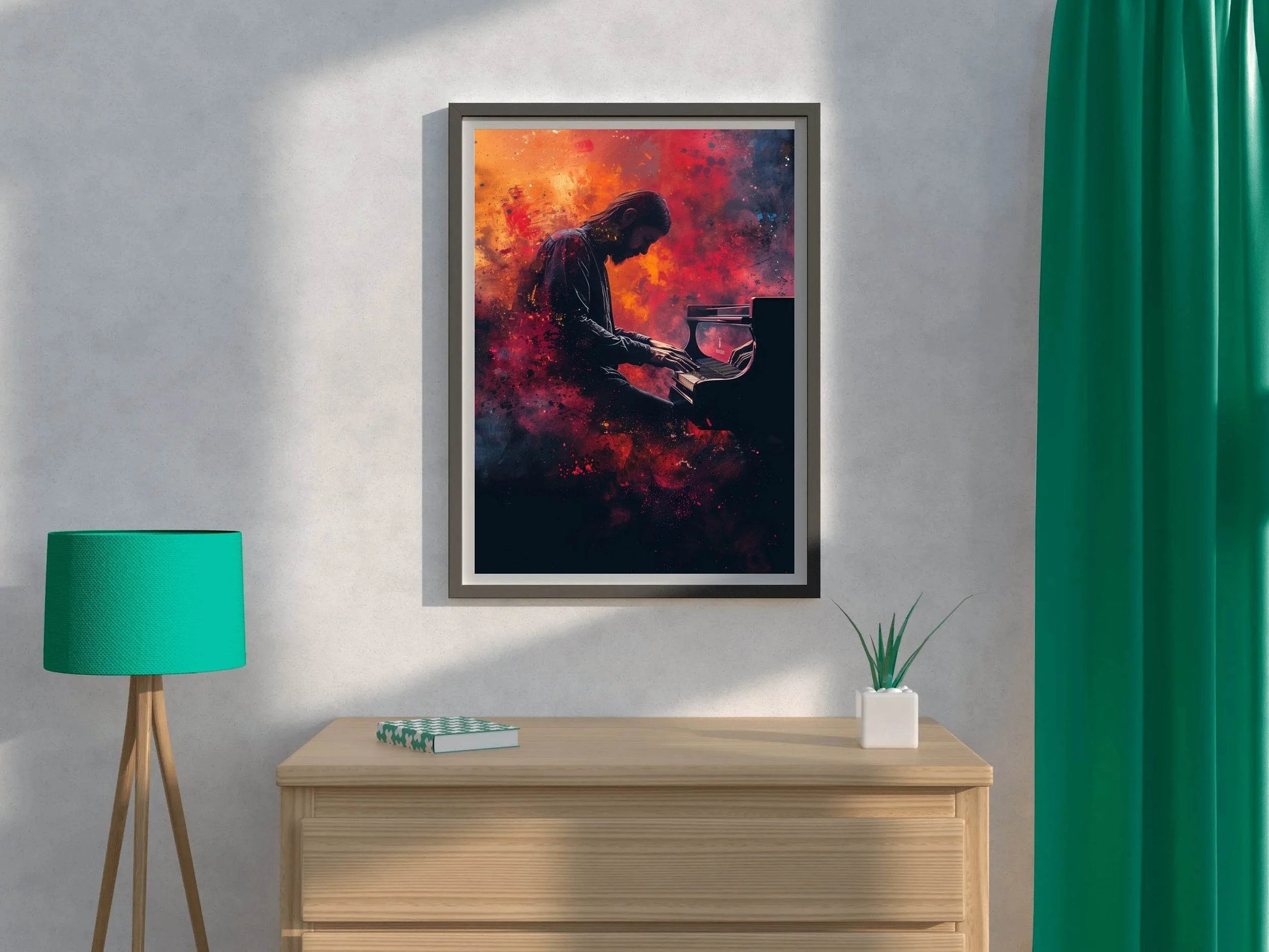 Digital Painting of a Man Playing Piano - beink online art store
