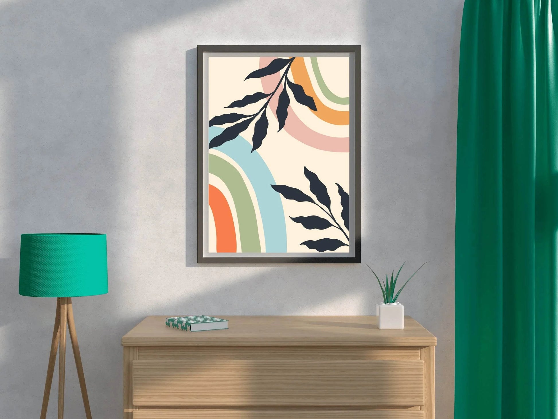 Abstract Rainbow Design Minimalist Leaves ArtWork - beink online art store