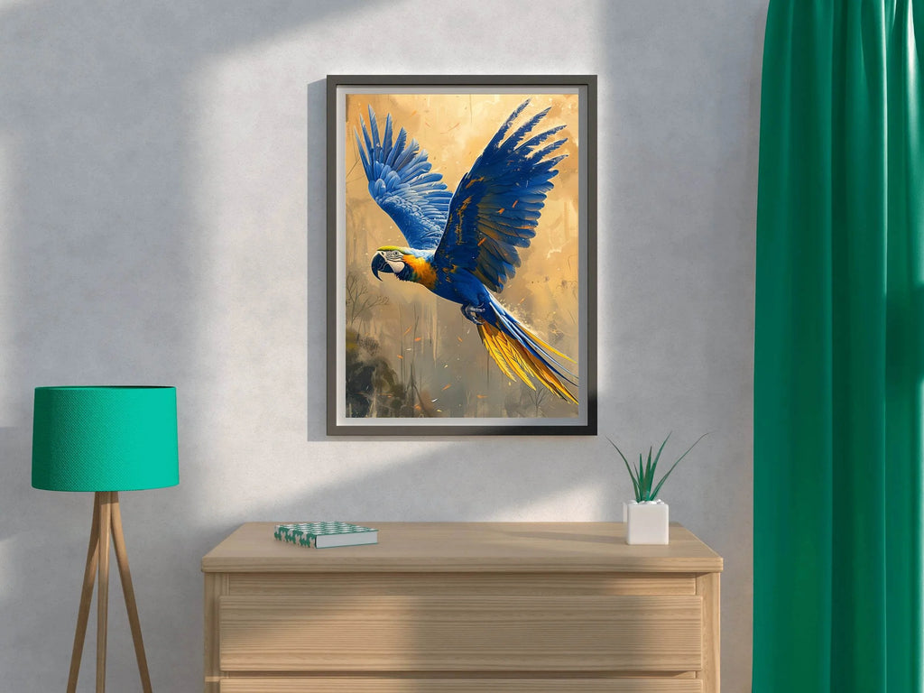Painting of Blue Flying Macaw - beink online art store