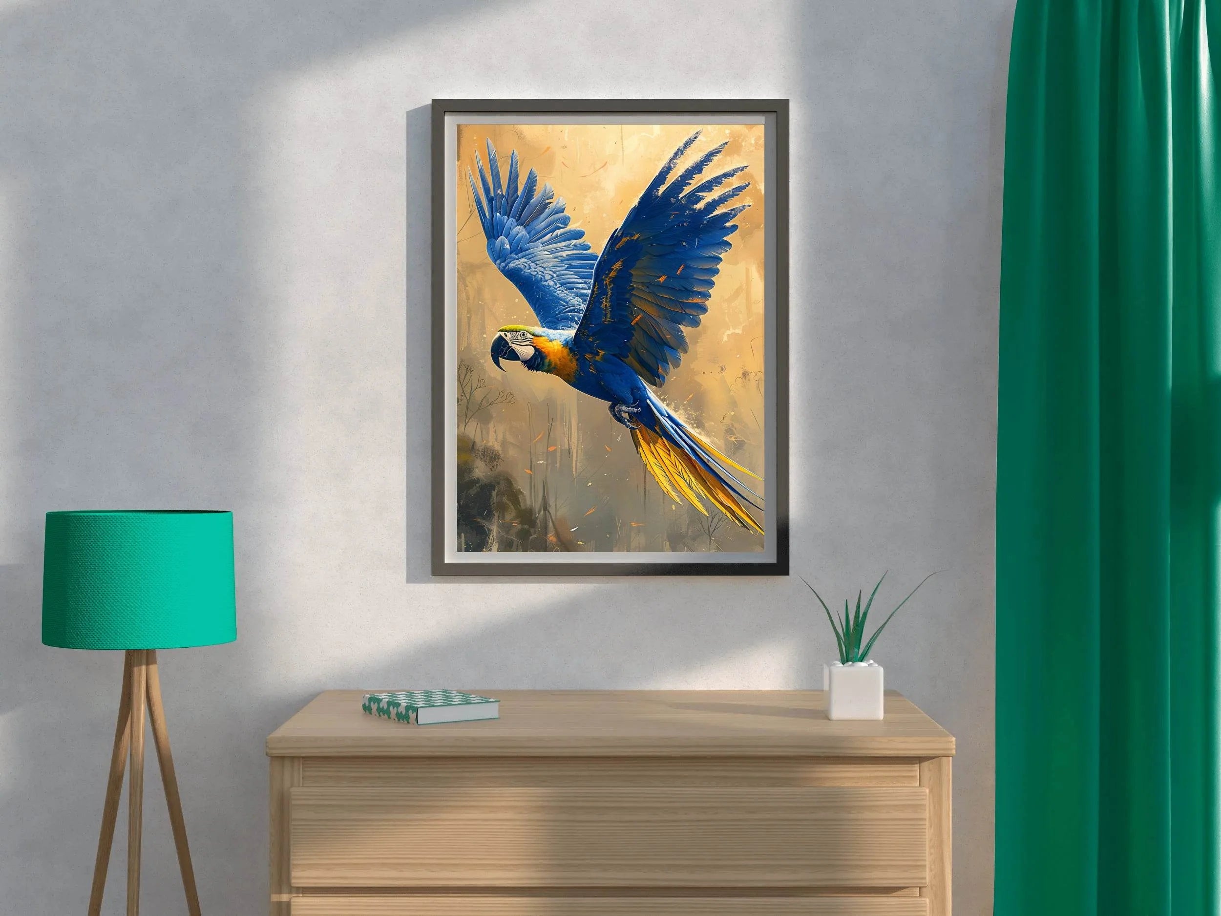 Painting of Blue Flying Macaw - beink online art store