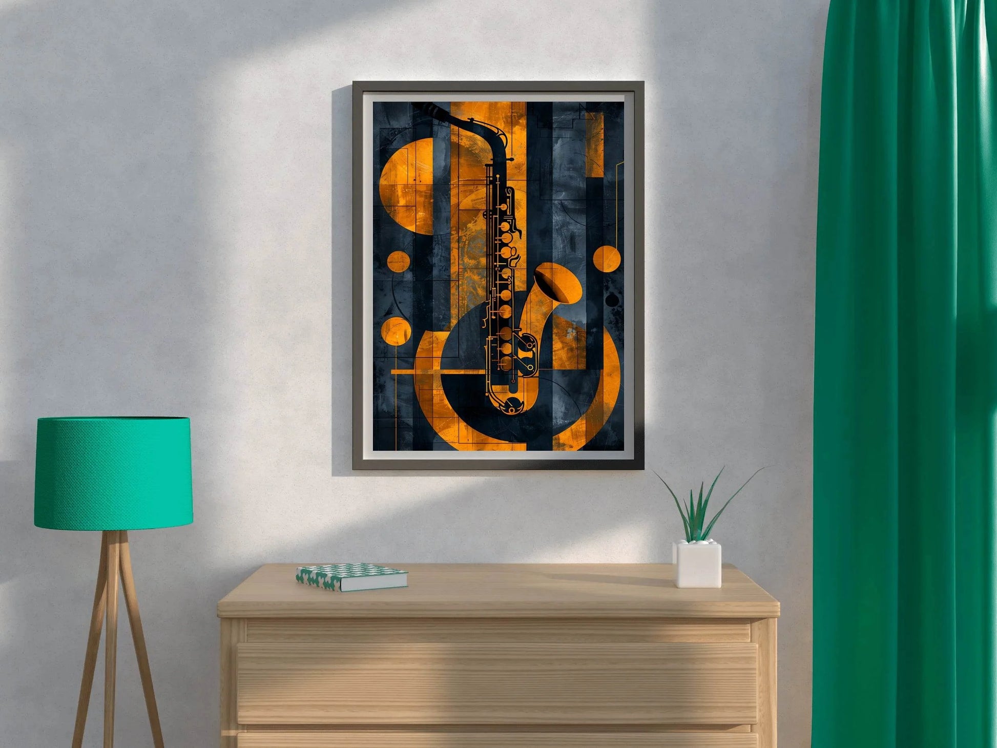 Saxophone With Yellow Lines Wall Art - beink online art store