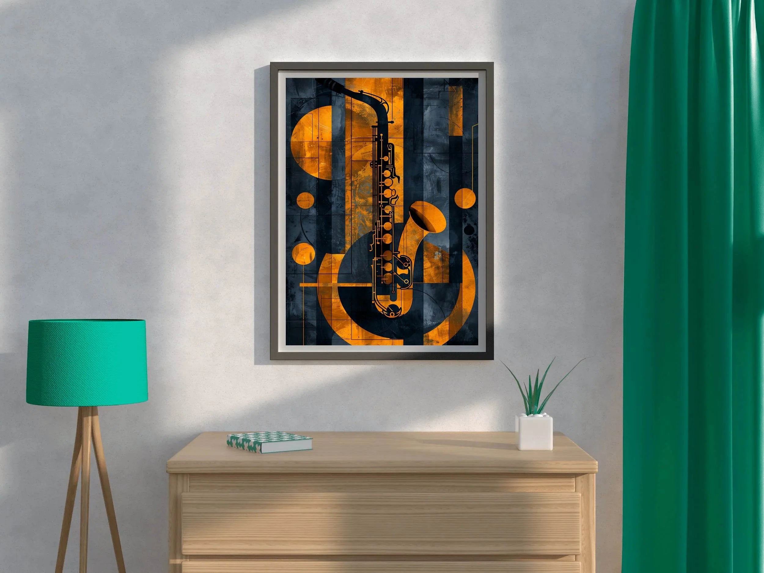Saxophone With Yellow Lines Wall Art - beink online art store