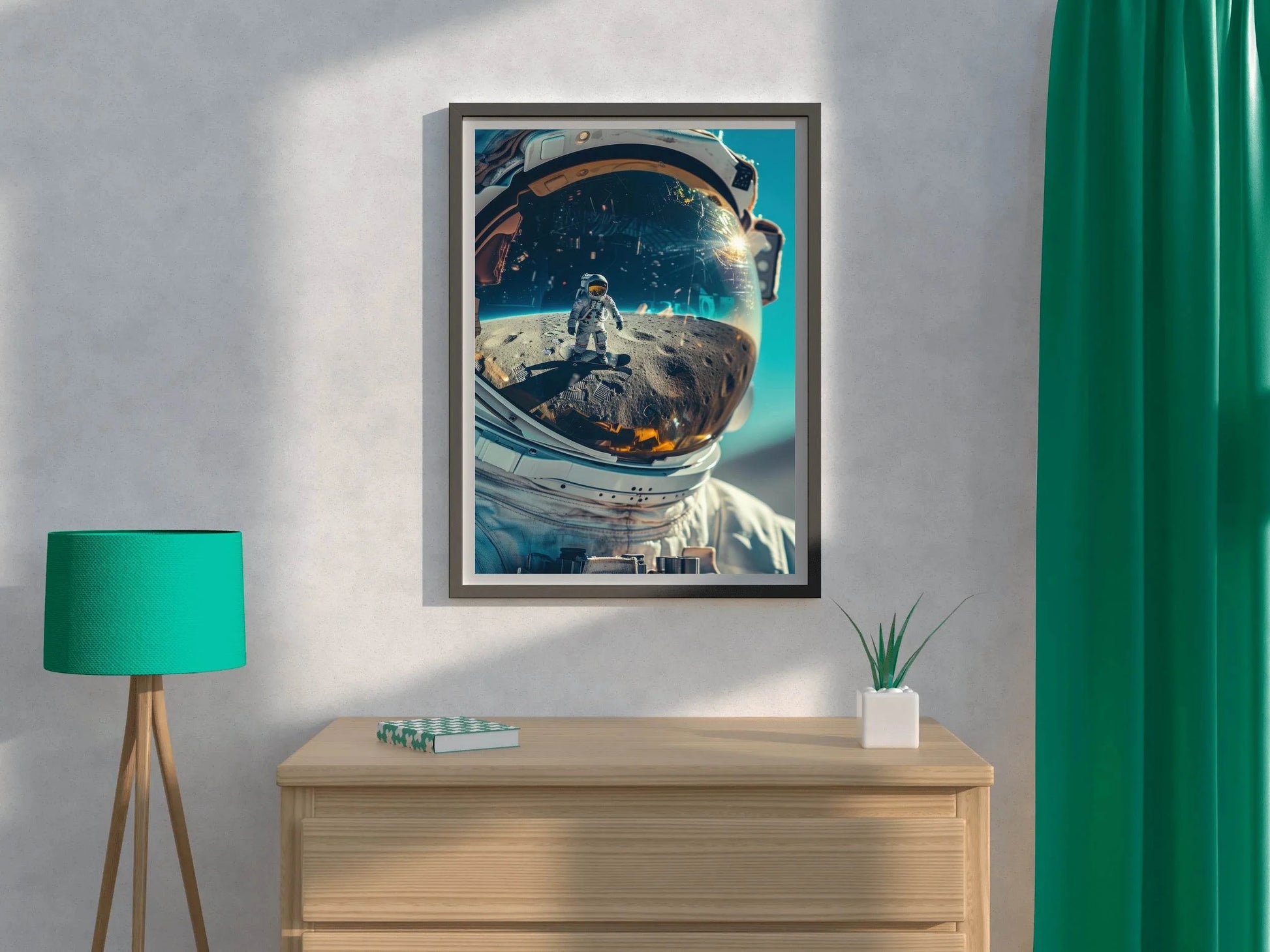 Astronaut Helmet Reflection on moon Wall Art - beink online art store