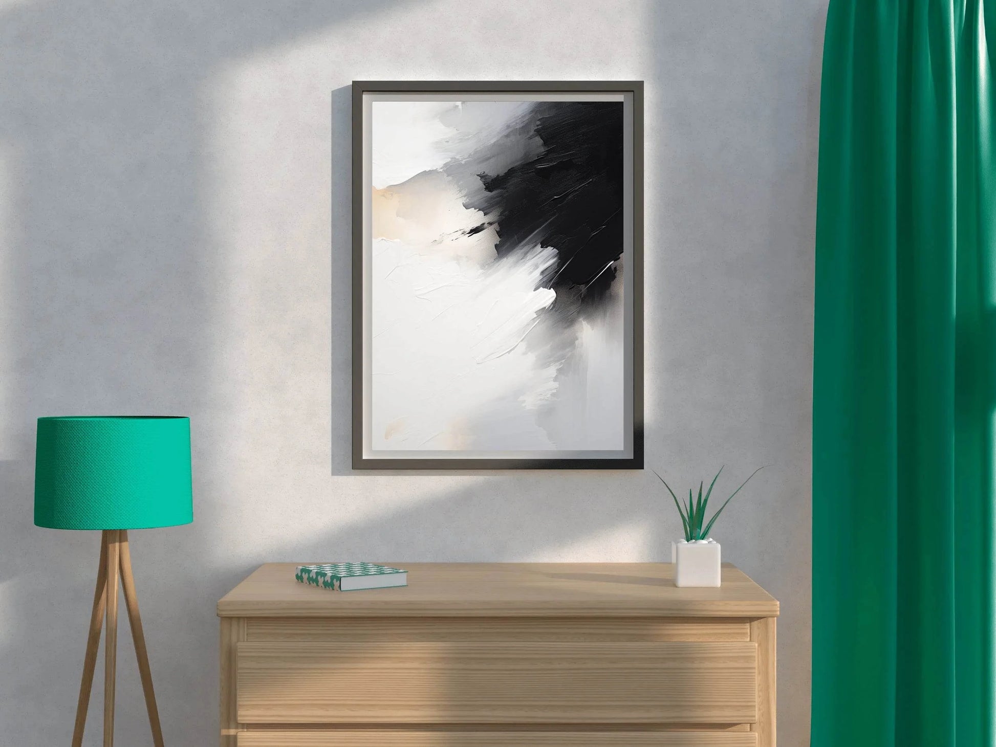 Black and White Brush Stroke Abstract Wall Art - beink online art store
