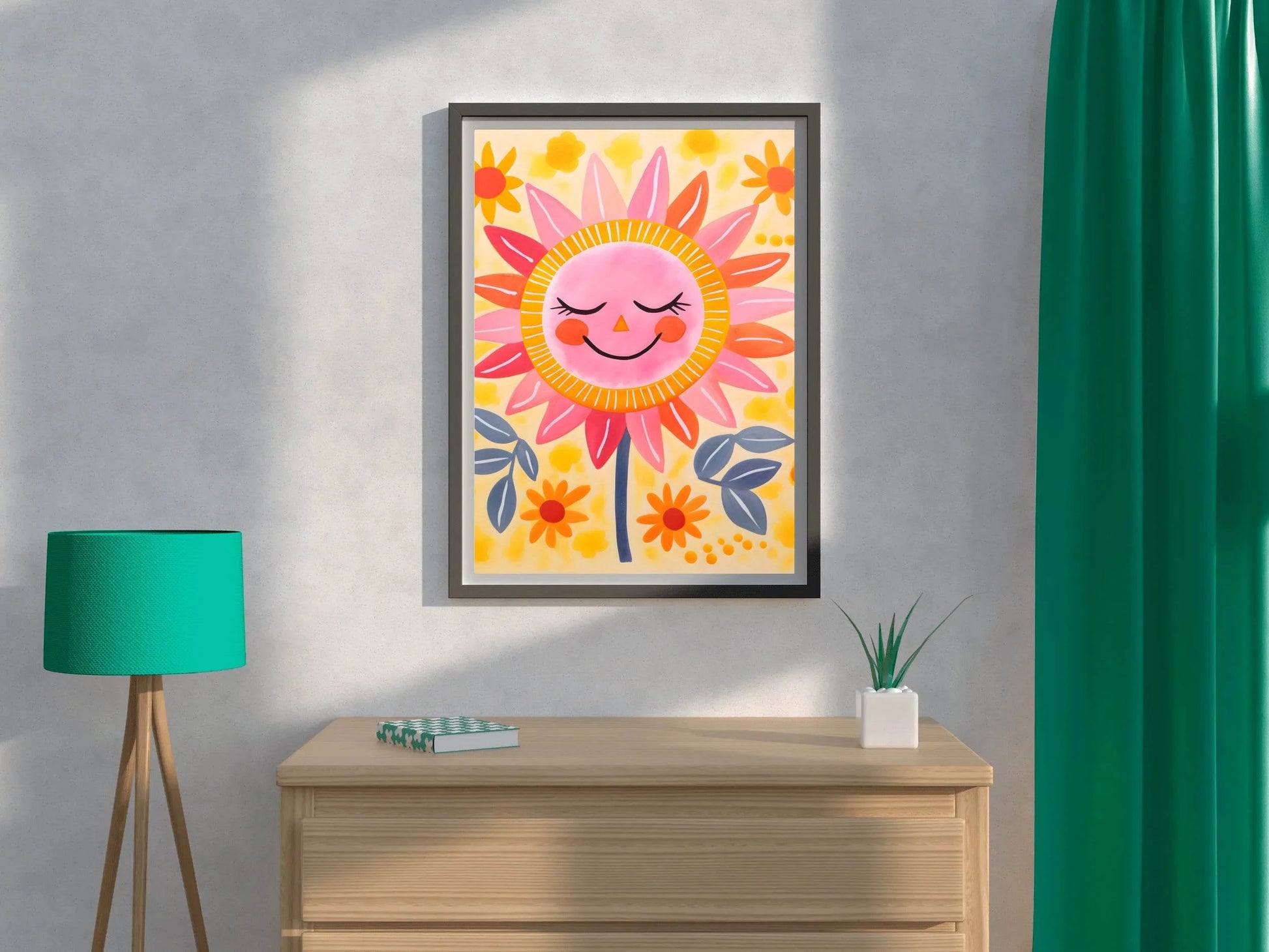 Cartoon Sunflower With Closed Eyes - beink online art store
