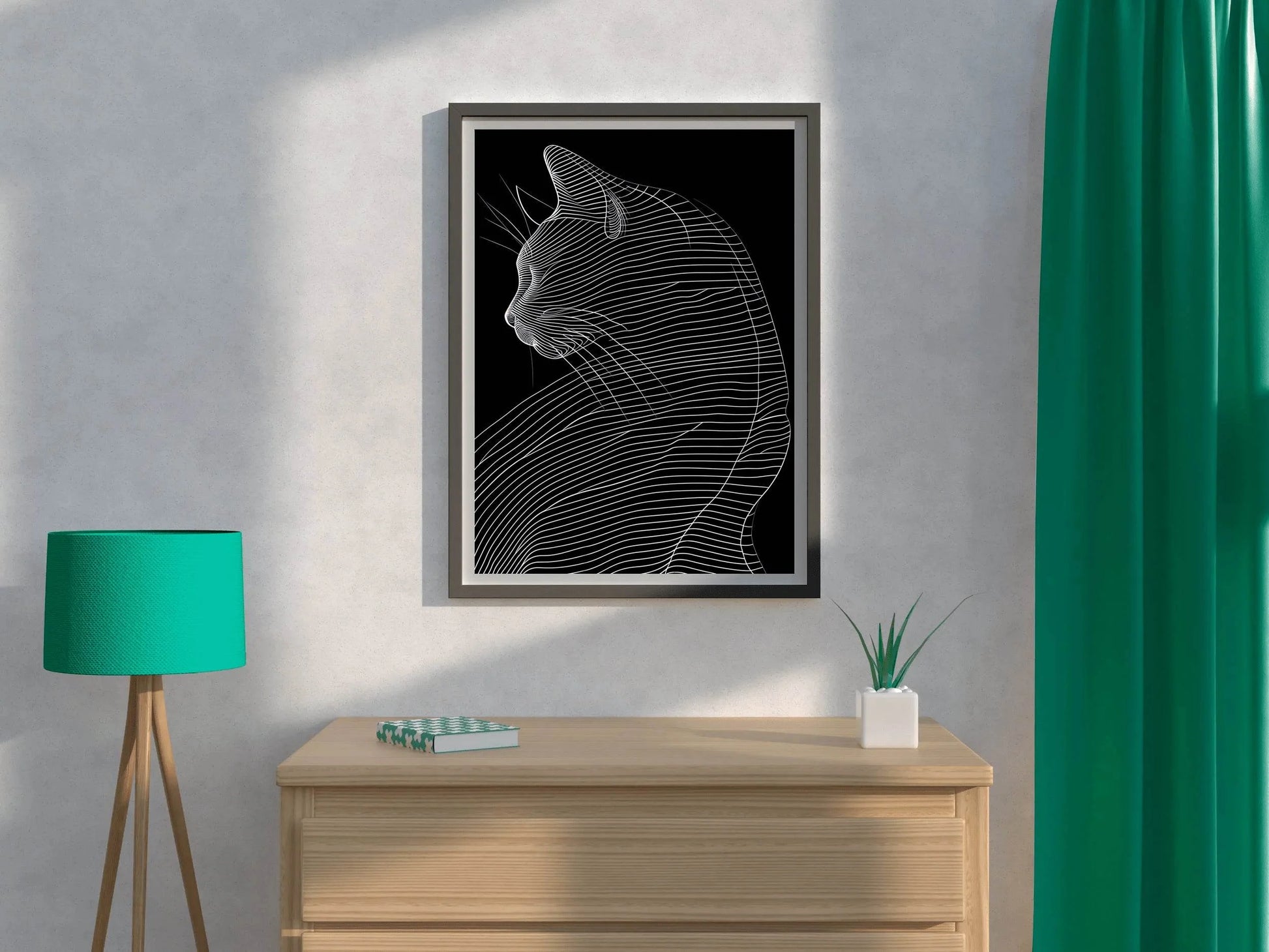 A Black and White Picture of a Cat - beink online art store