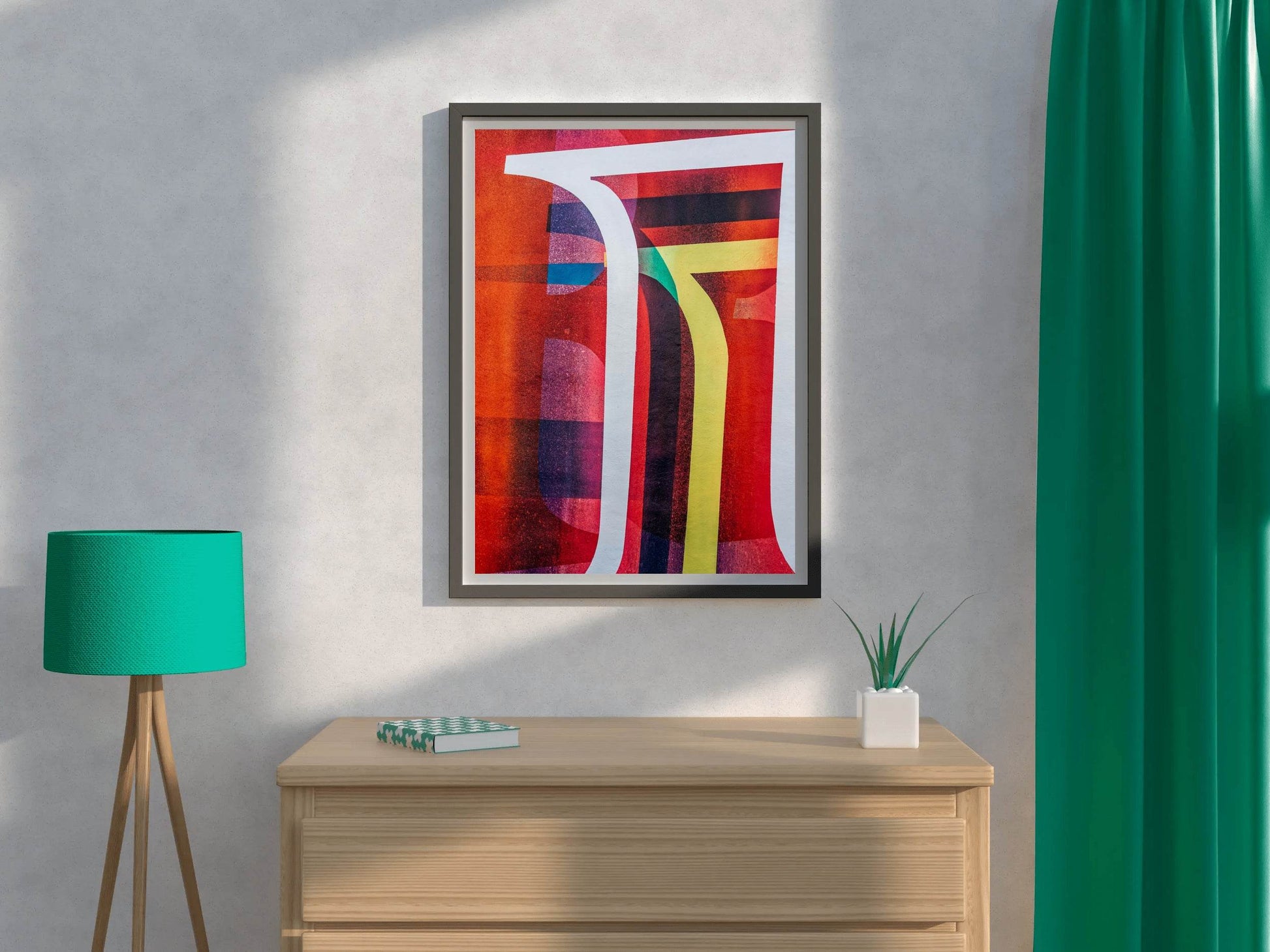 Colorful Red Background Abstract Wall Art - beink online art store