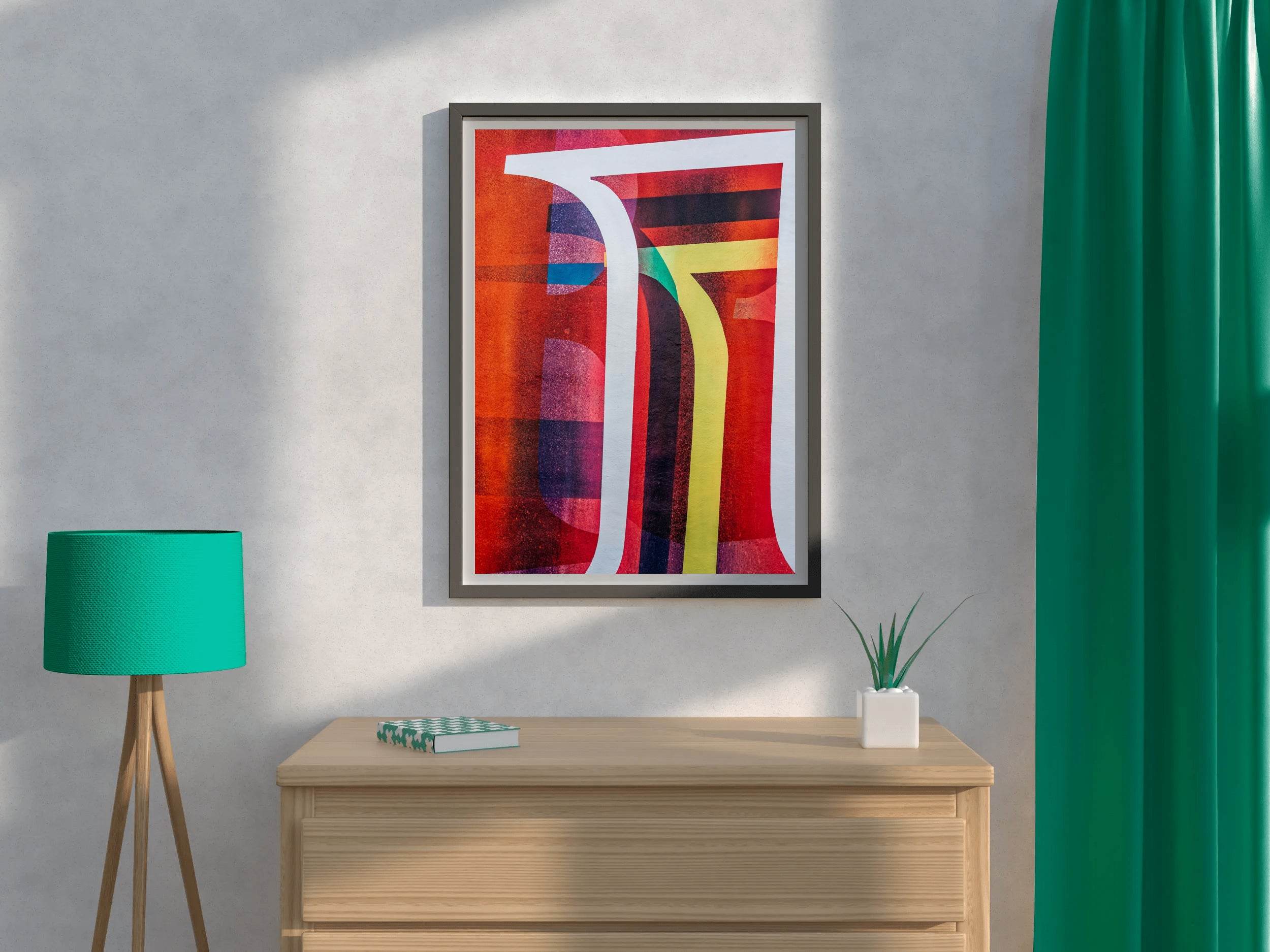 Colorful Red Background Abstract Wall Art - beink online art store