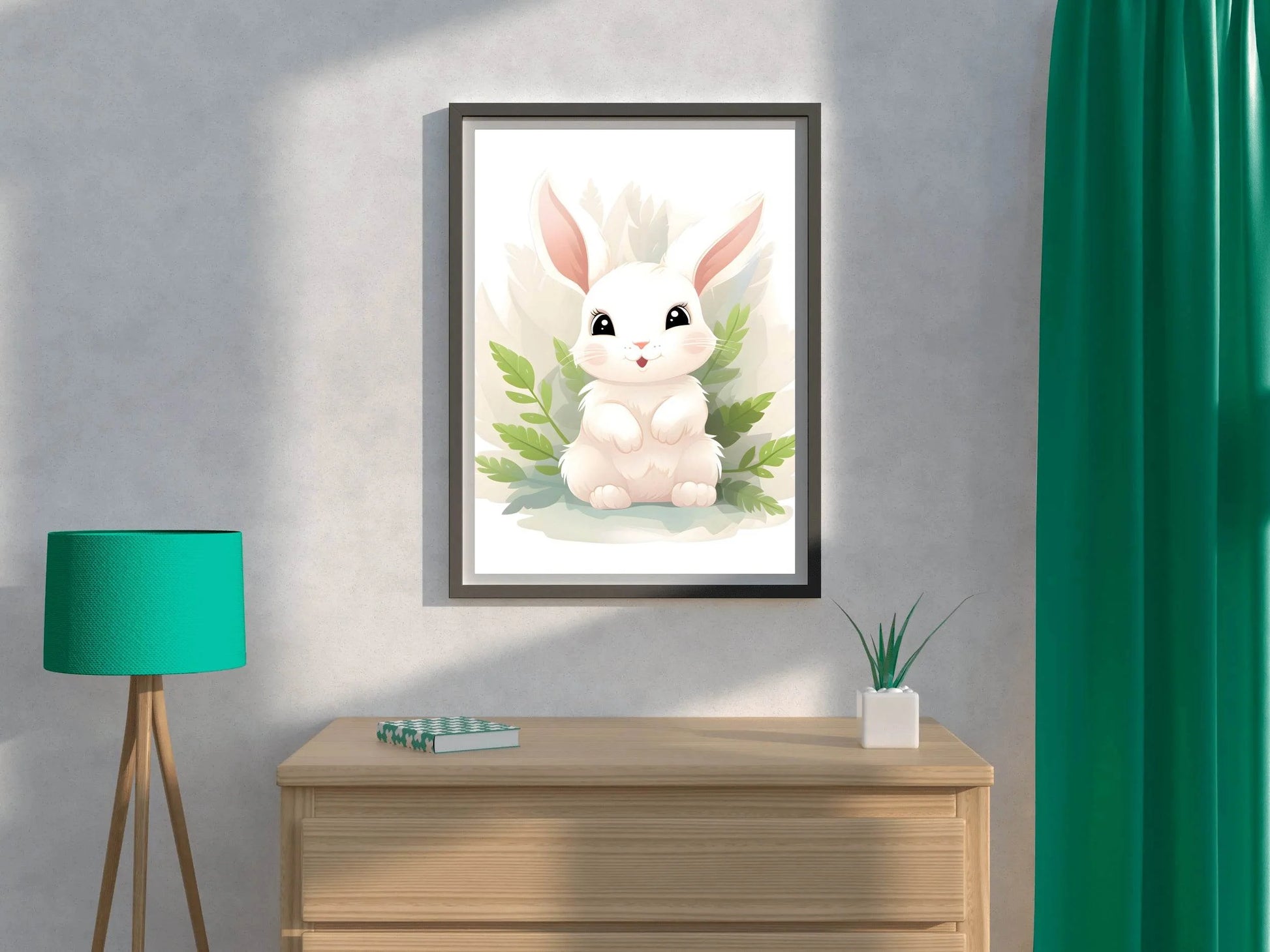 Cute White Bunny Stroked Painting - beink online art store