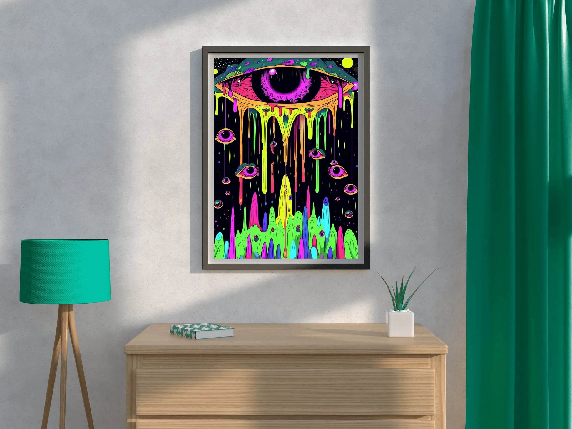 Neon Psychedelic Eye Wall Art - beink online art store