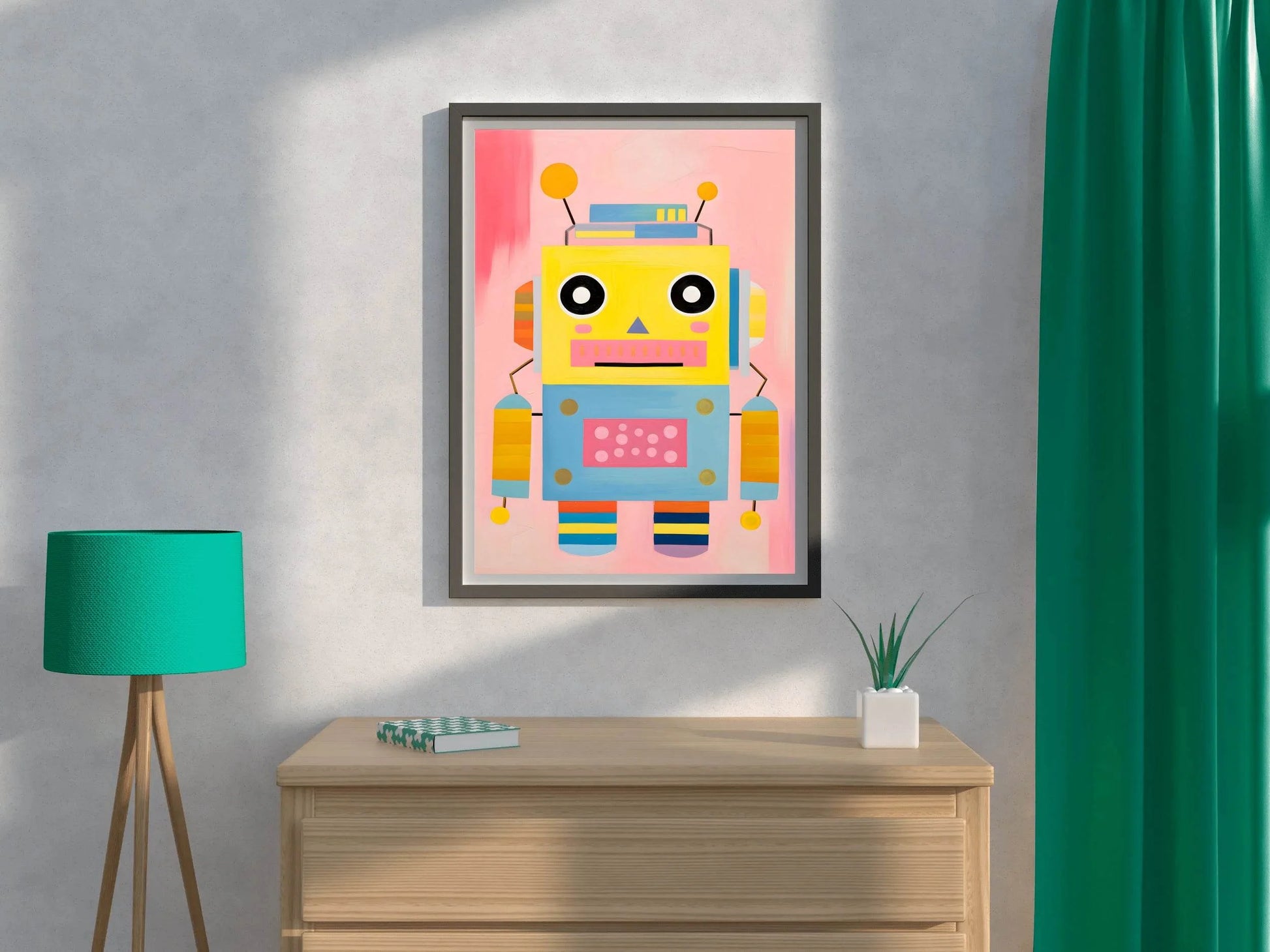 Cartoon Robot Illustration Wall Art - beink online art store
