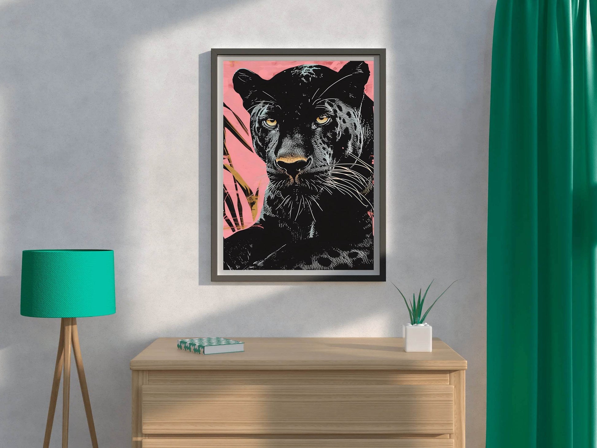 Majestic Black Panther With Pink Background - beink online art store