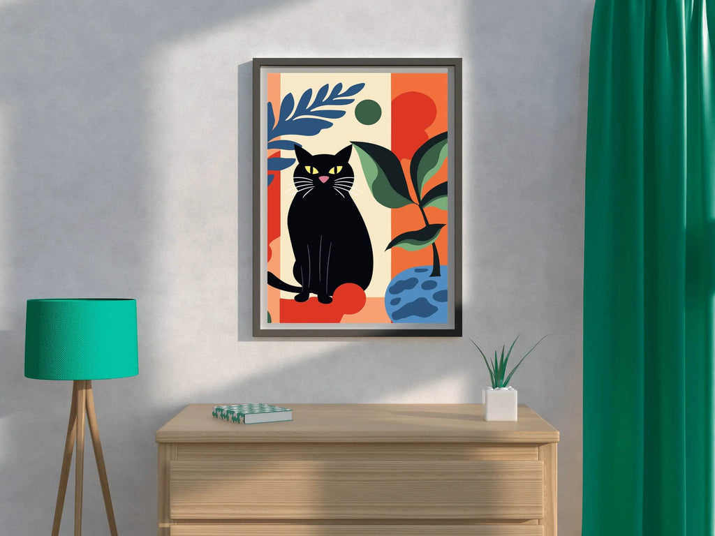 Black Cat Painting Wall Art - beink online art store