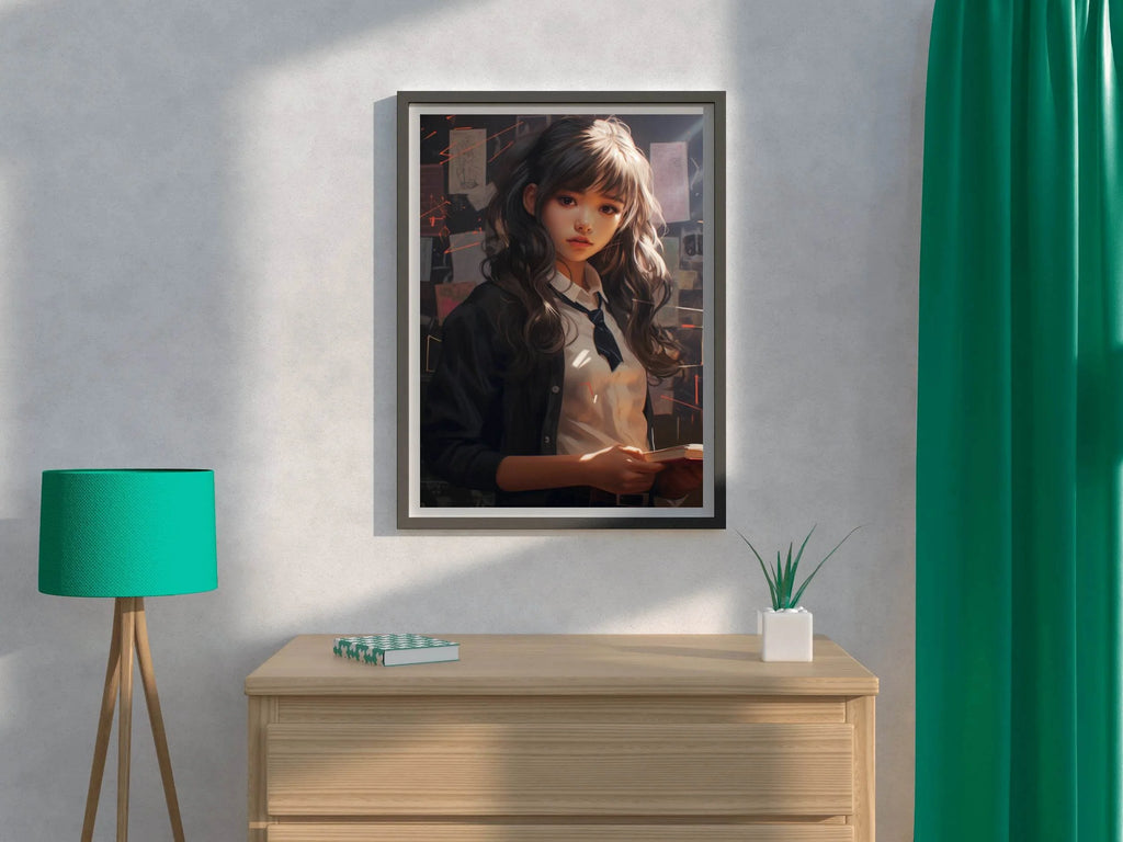 An Anime School Girl in Uniform Wall Art - beink online art store