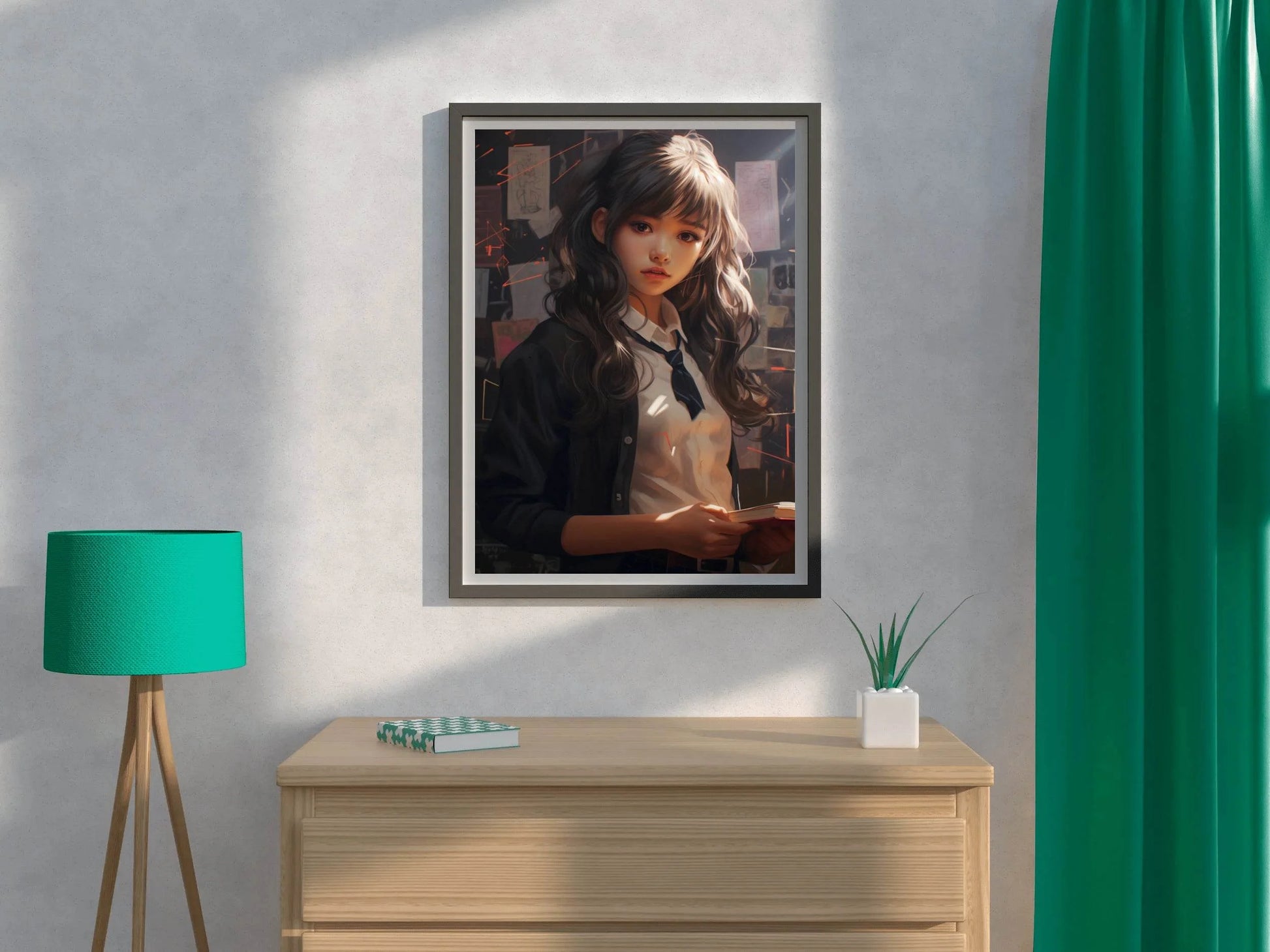 An Anime School Girl in Uniform Wall Art - beink online art store