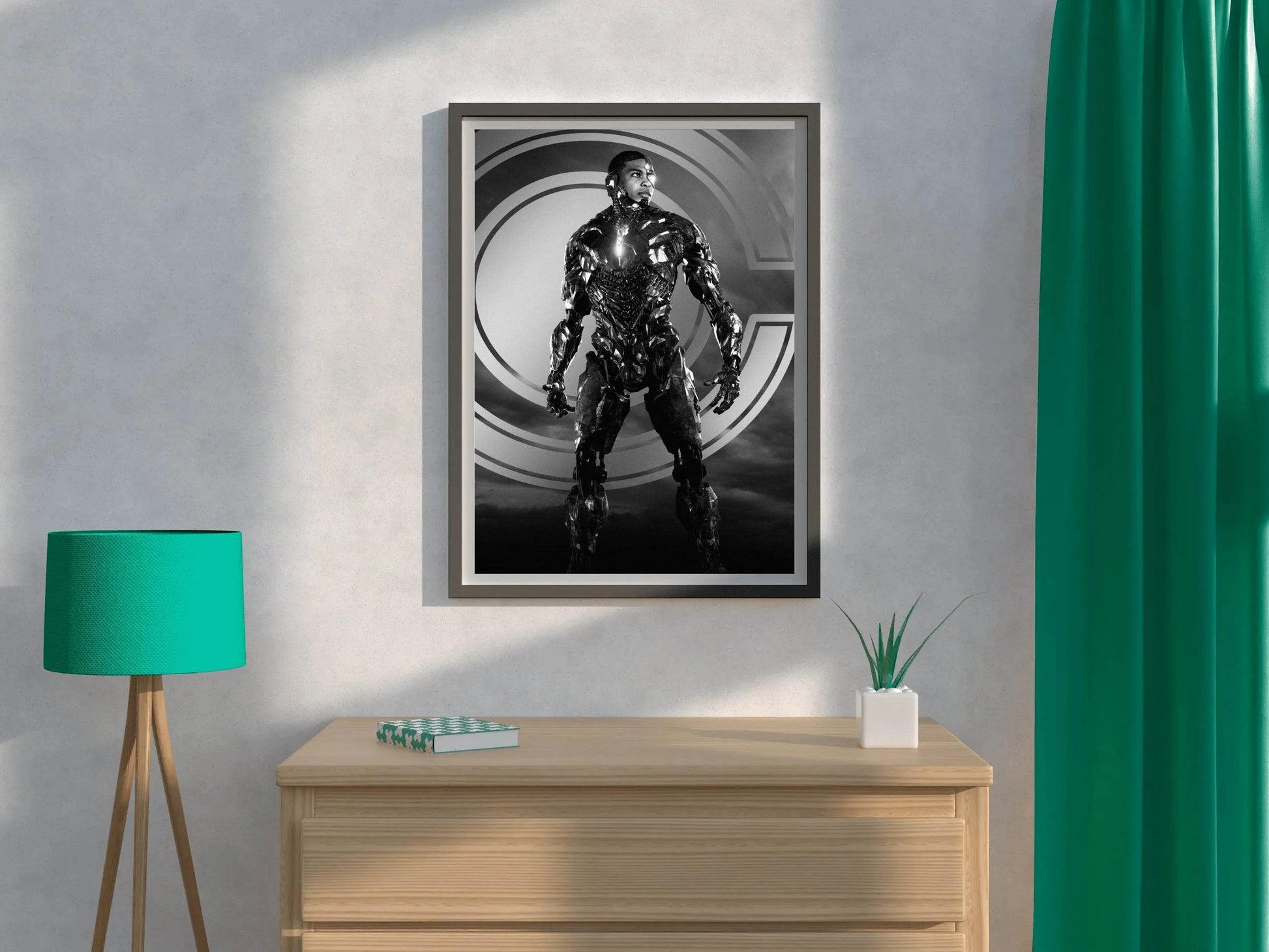 Justice League Cyborg in Black and White Wall Art - beink online art store
