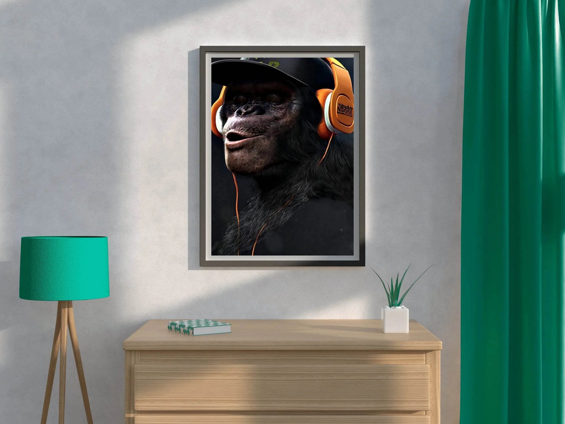 Monkey With Headphones Wall Art - beink online art store