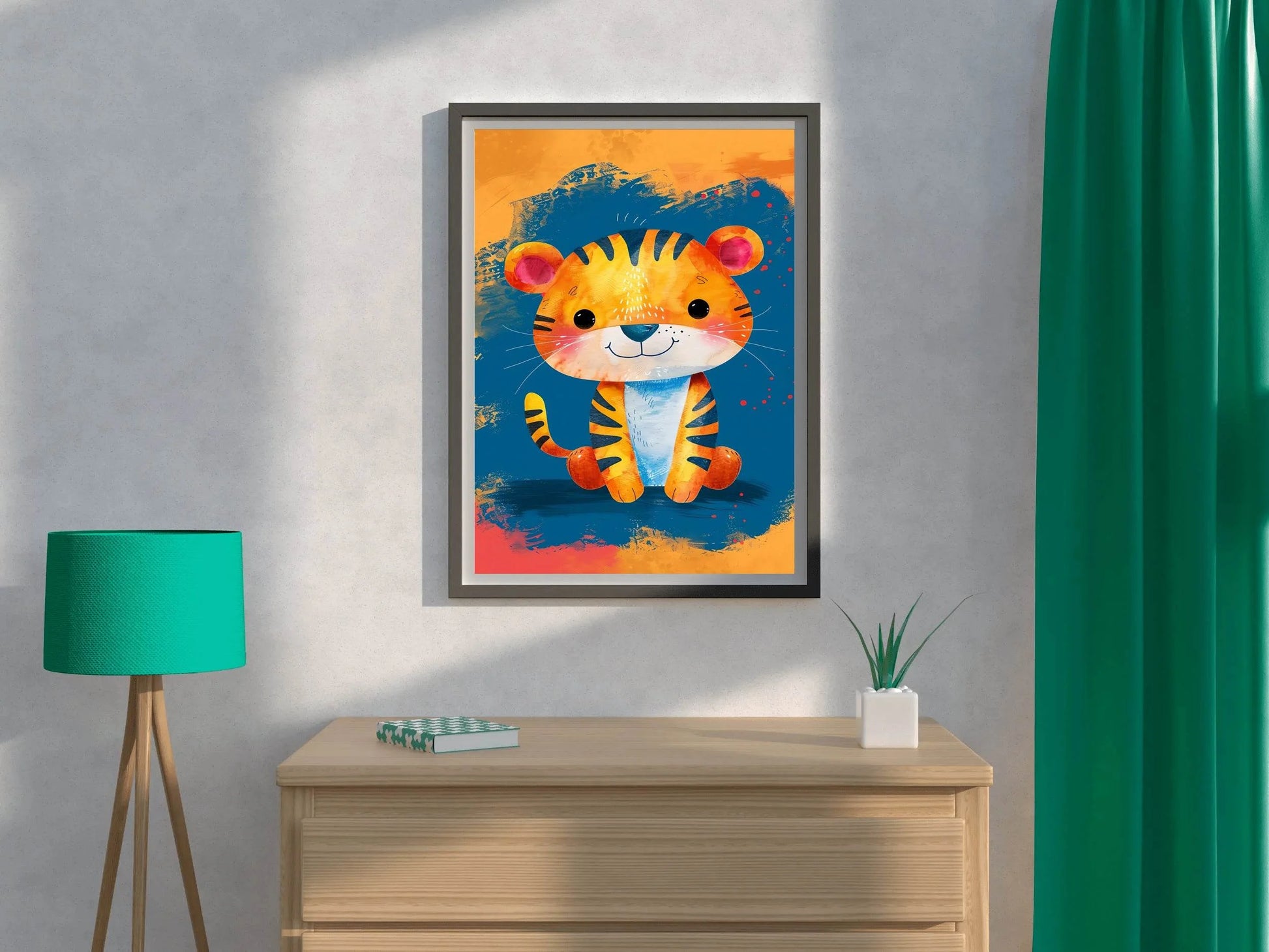 Cute Watercolor Baby Tiger Cartoon Painting - beink online art store