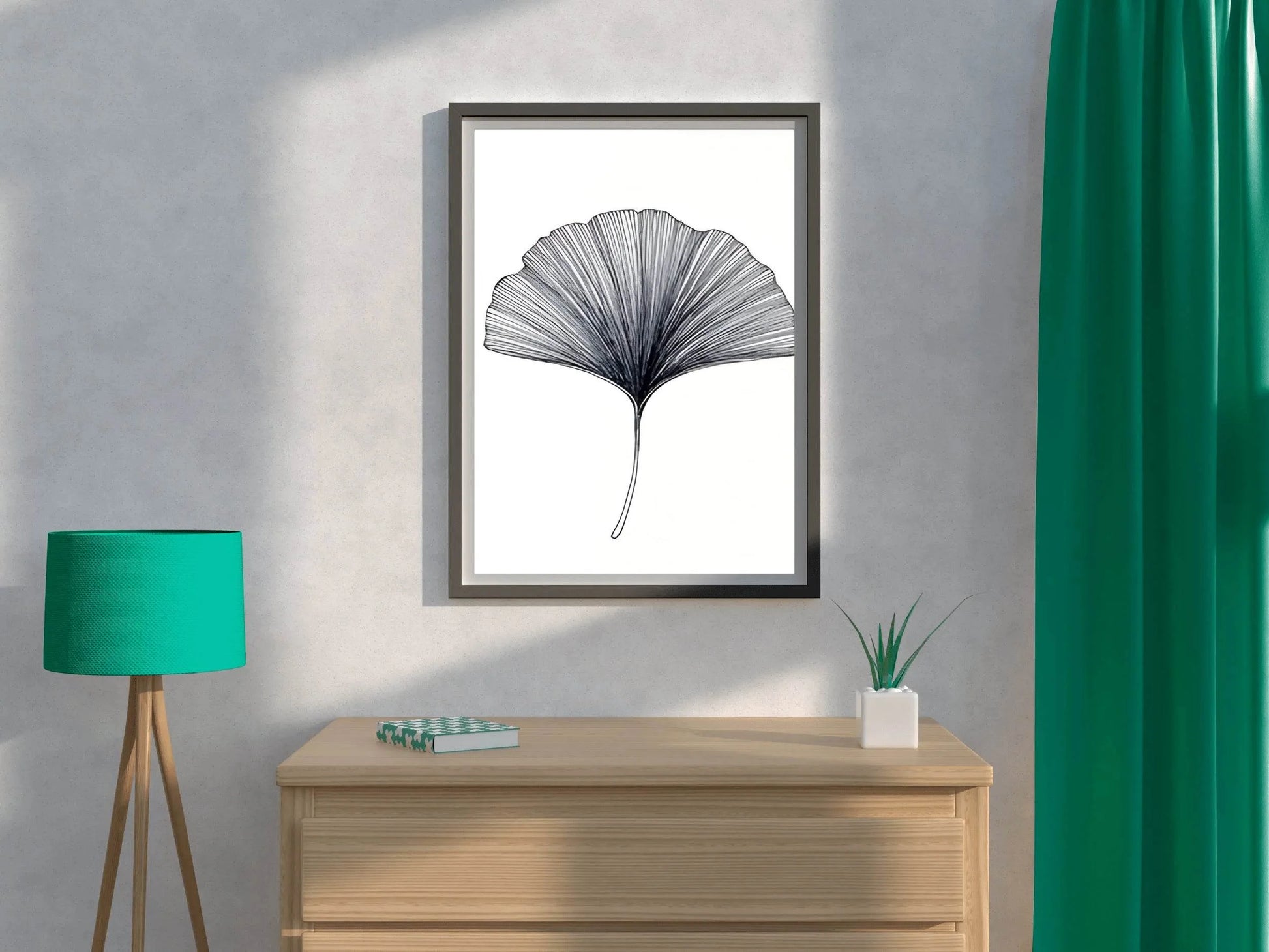 Black Color Gingko Leaf Sktech Wall Art - beink online art store