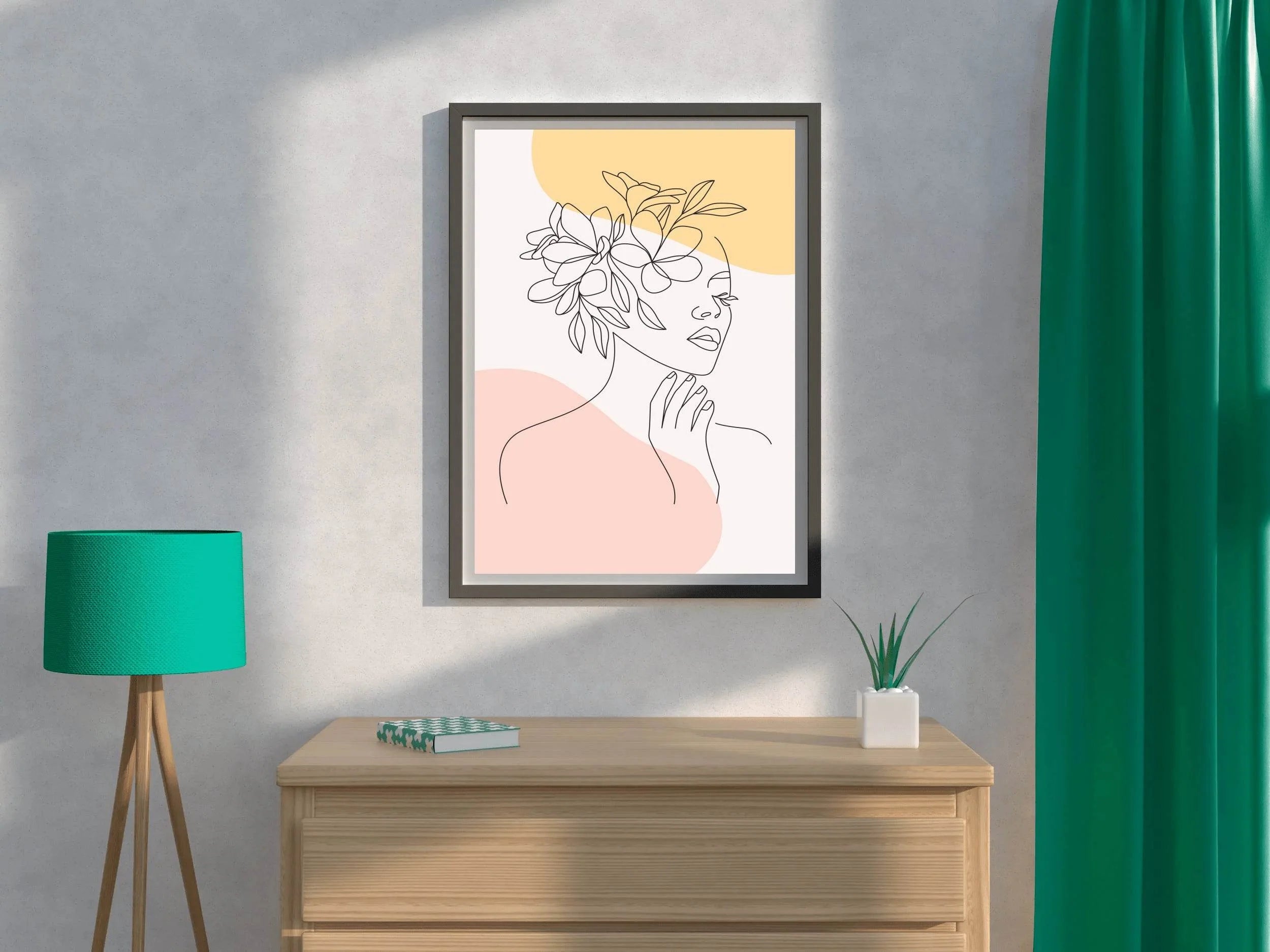 Girl With Flowers on Her Head Wall Art - beink online art store