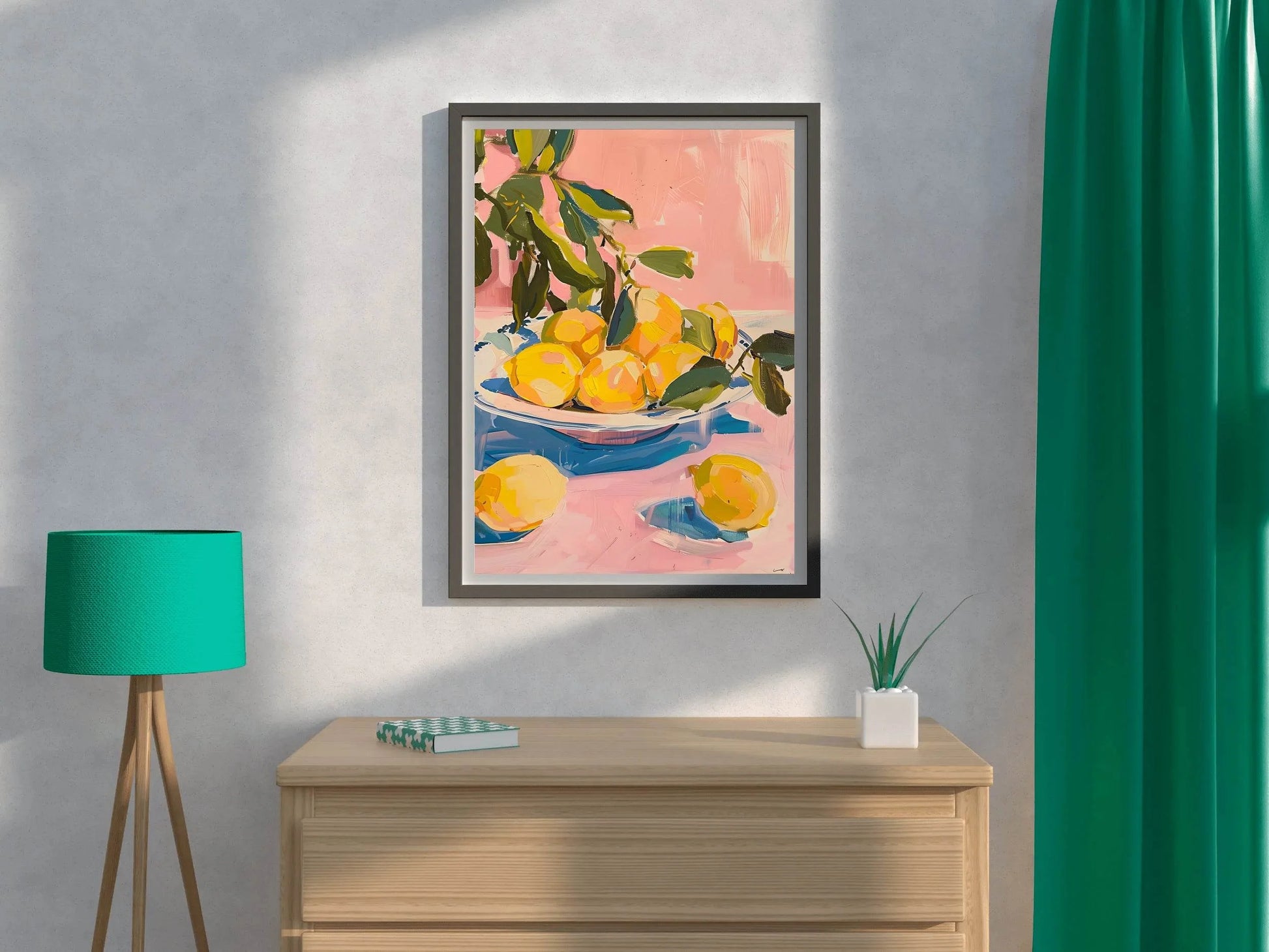 Freshly Picked Lemons on a Plate Wall Art - beink online art store