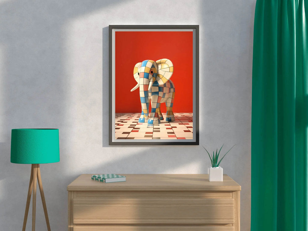 Colorful Robotic Elephant Animal Wall Art - beink online art store