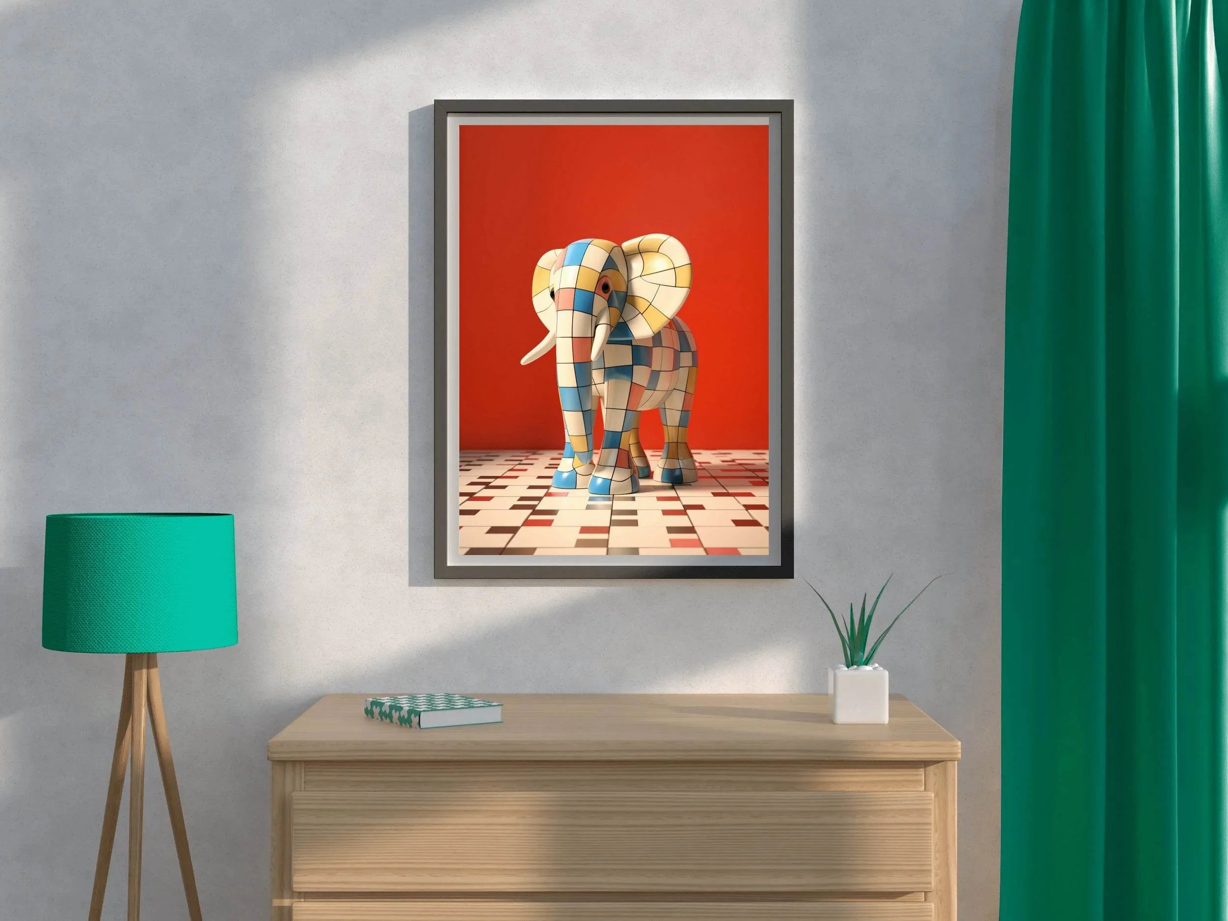 Colorful Robotic Elephant Animal Wall Art - beink online art store