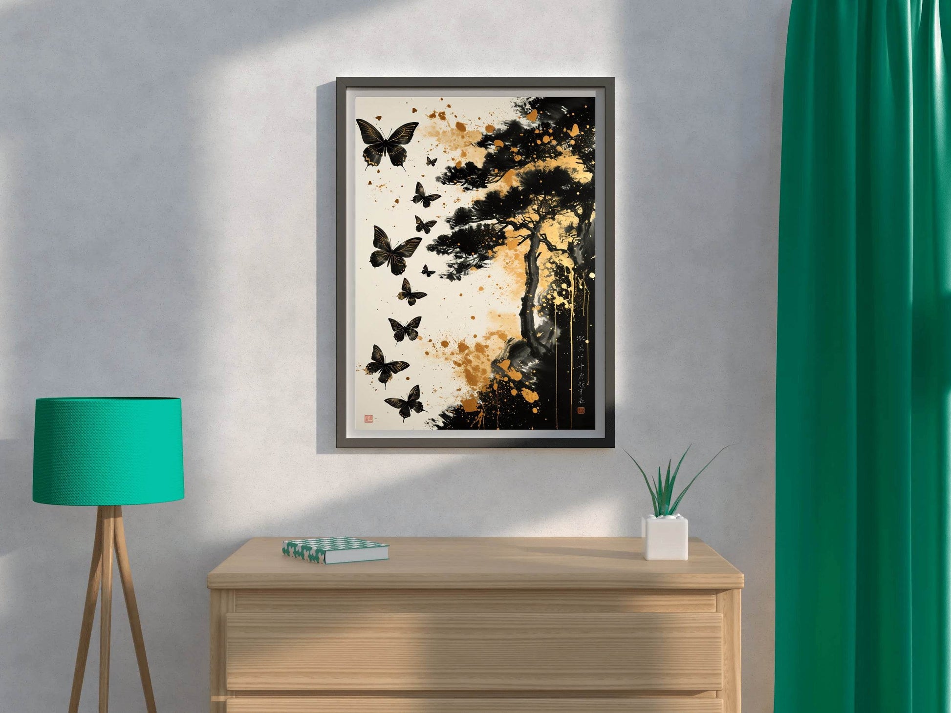Painting Beautiful Black Butterflies Wall Art - beink online art store