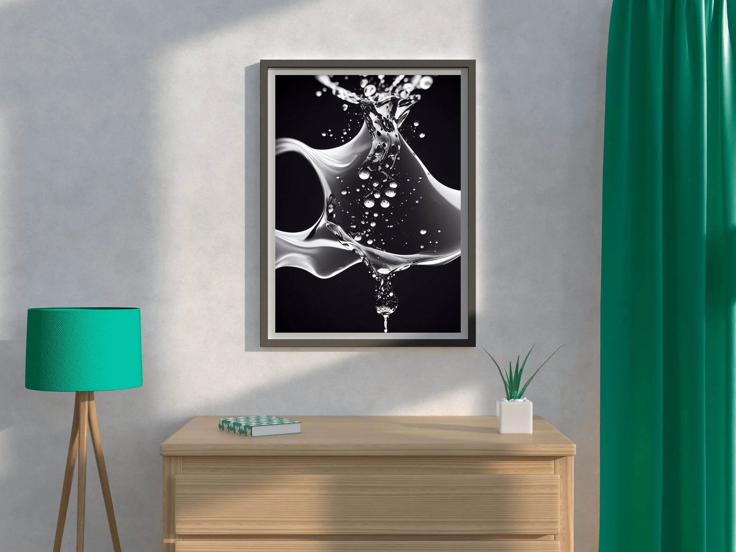 Water Splash Black & White Wall Art - beink online art store